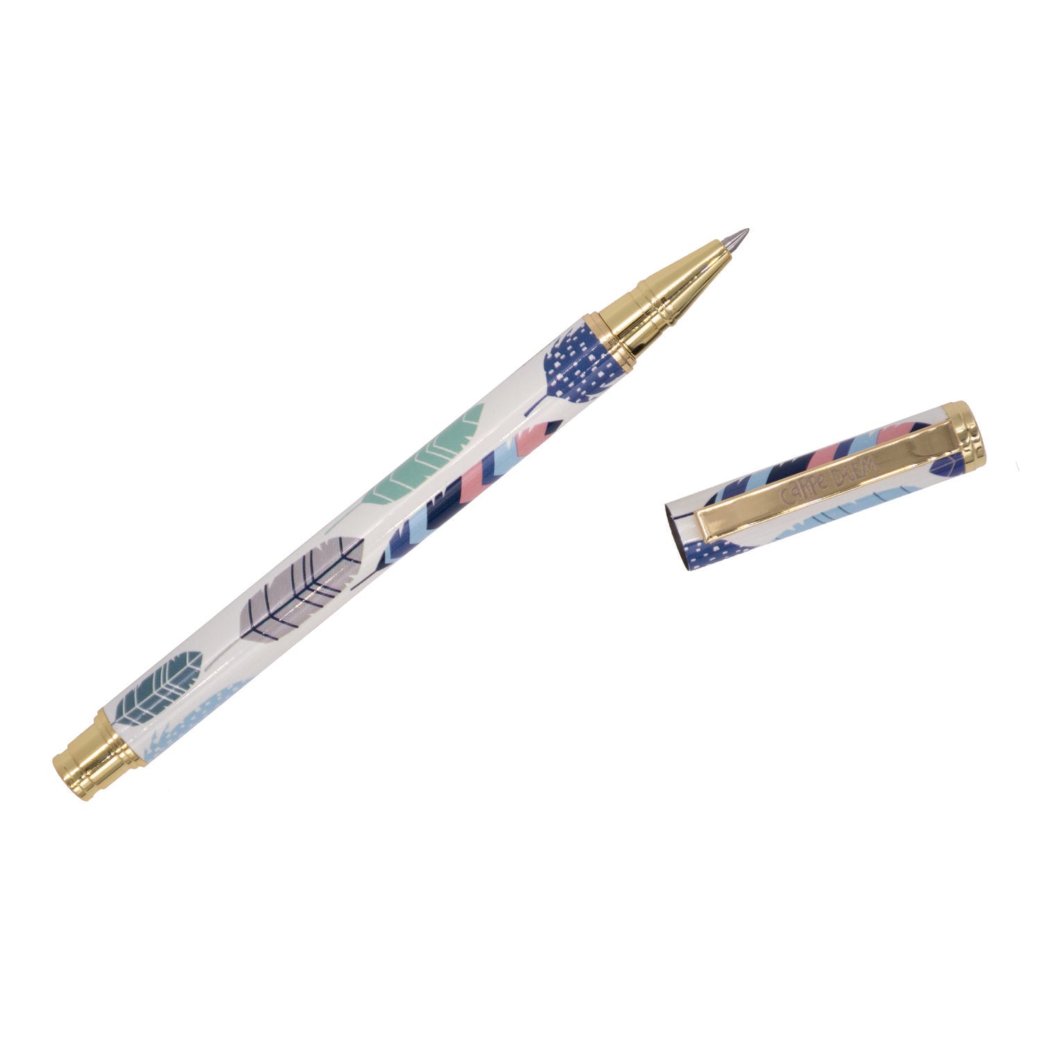 Carpe Diem All Metal Gel Pens Gel Pen, Stick, Medium 0.7 mm, Black Ink, White/Blue/Green Feather Barrel, 6/Pack PUKKA PAD® Flipcost