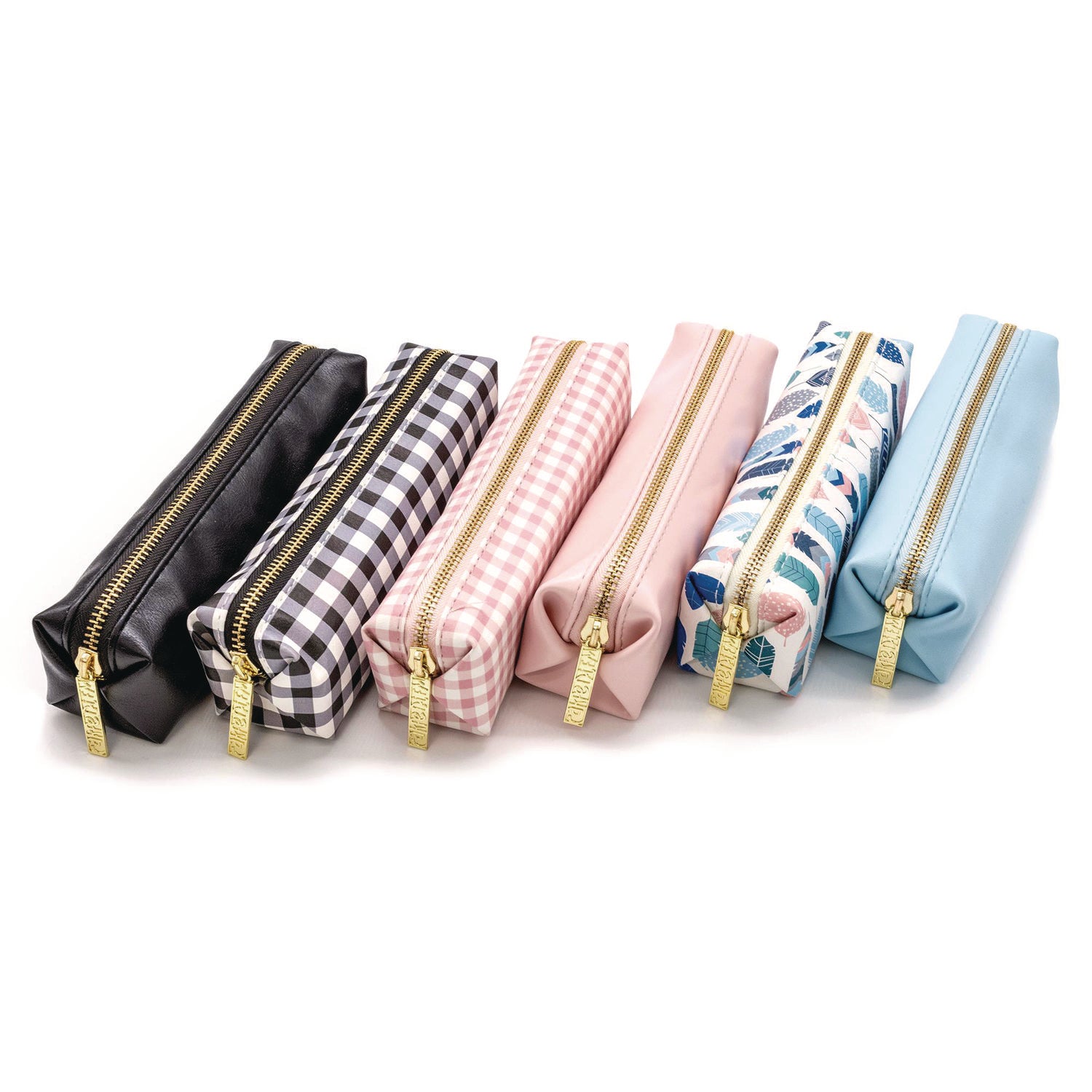 Pencil Case, 7.9 x 2 x 2, Pink and White Check, 6/Pack PUKKA PAD® Flipcost