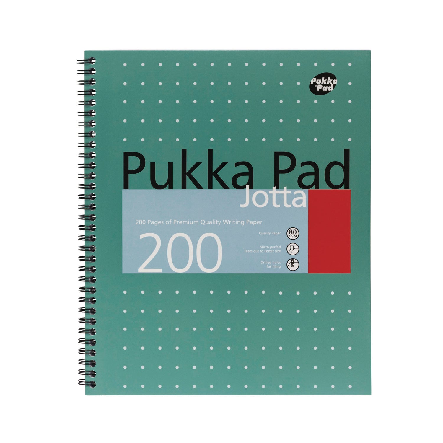 Letter Size Notebook, 1-Subject, Medium/College Rule, Metallic Green with White Dots Cover, (100) 11 x 8.5 Sheets, 3/Pack PUKKA PAD® Flipcost