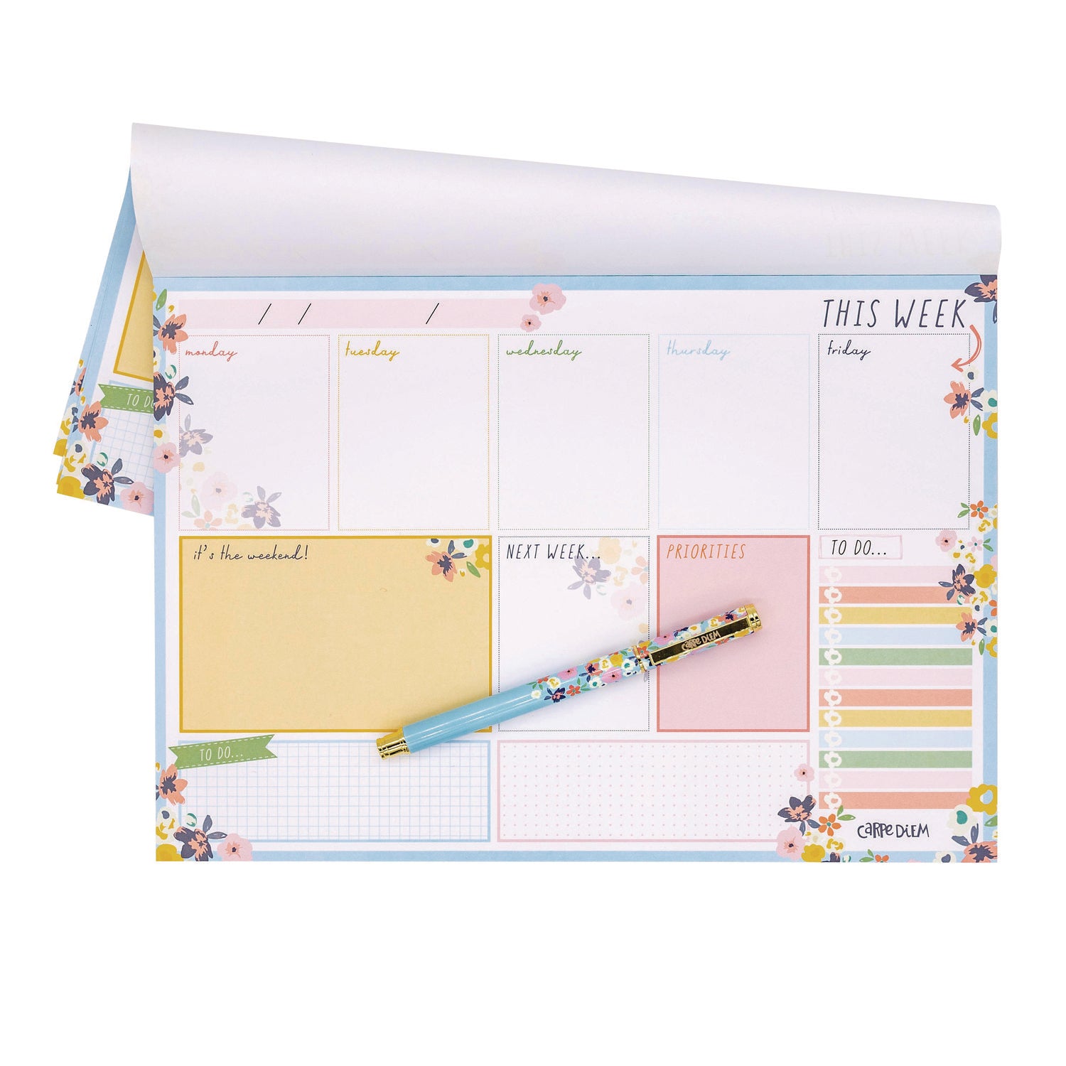 Weekly Planner Pad, Floral, 11.7 x 8.3, Blue/Pink/White/Yellow Cover, 12-Month, Undated, 6/Pack PUKKA PAD® Flipcost