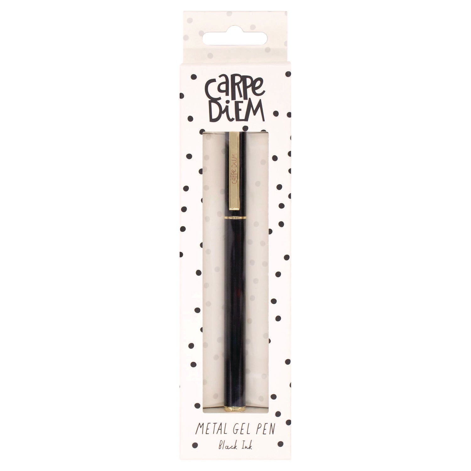 Carpe Diem All Metal Gel Pens Gel Pen, Stick, Medium 0.7 mm, Black Ink, Black Barrel, 6/Pack PUKKA PAD® Flipcost