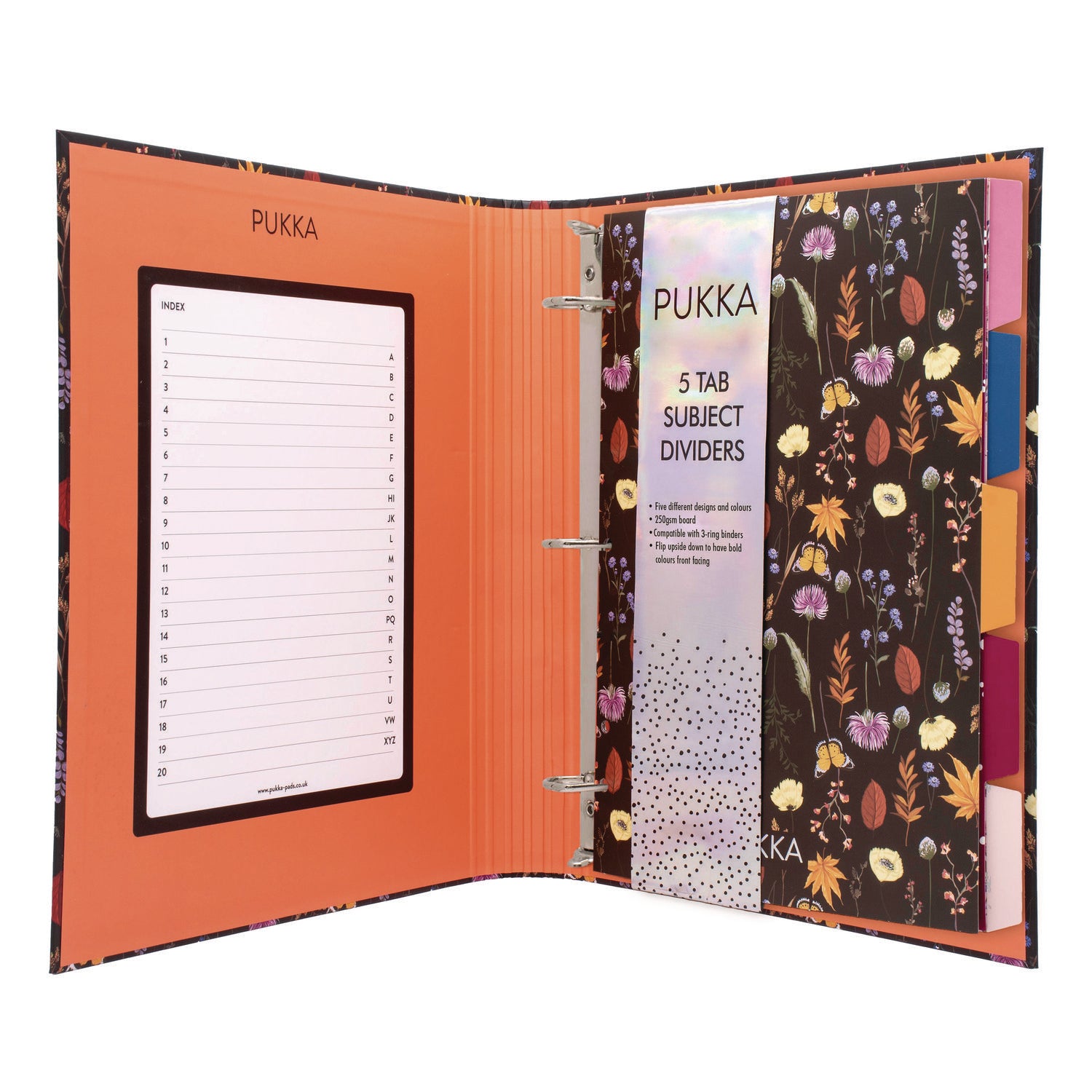 Rollbound Binder, 3 Rings, 1" Capacity, 11 x 8.5, Black/Yellow/Orange/Blue PUKKA PAD® Flipcost