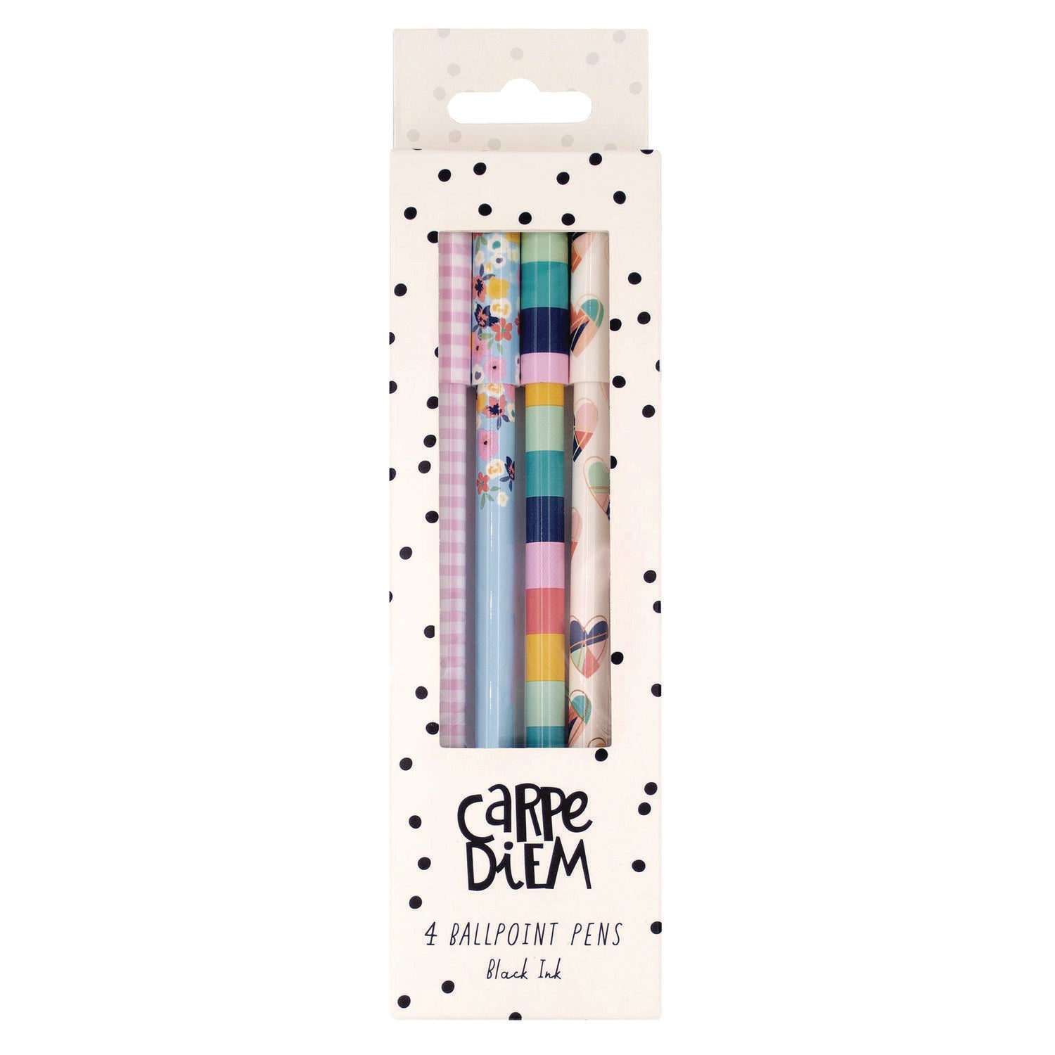 Carpe Diem Ballpoint Pen, Stick, Medium 0.7 mm, Black Ink, Assorted Ditzy Floral Collection, 4 Pens/Pack, 6 Packs/Box PUKKA PAD® Flipcost