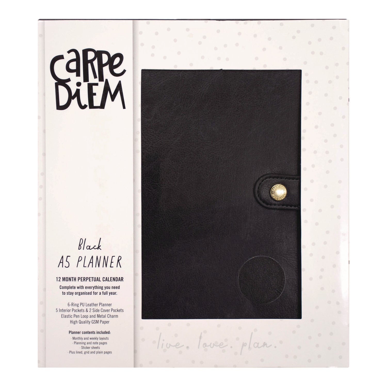 A5 Planner, 10.24 x 9.25, Black Cover, 12-Month PUKKA PAD® Flipcost