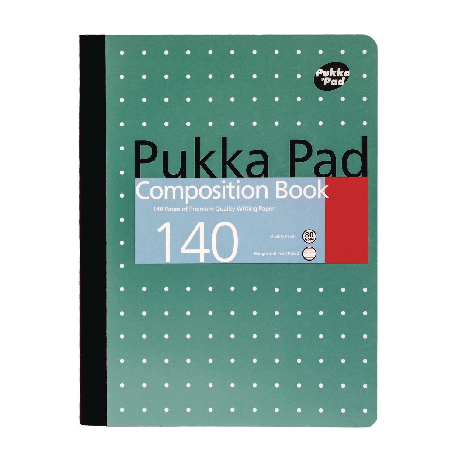 Composition Book, Medium/College Rule, Metallic Green with White Dots Cover, (70) 9.75 x 7.5 Sheets, 4/Pack PUKKA PAD® Flipcost