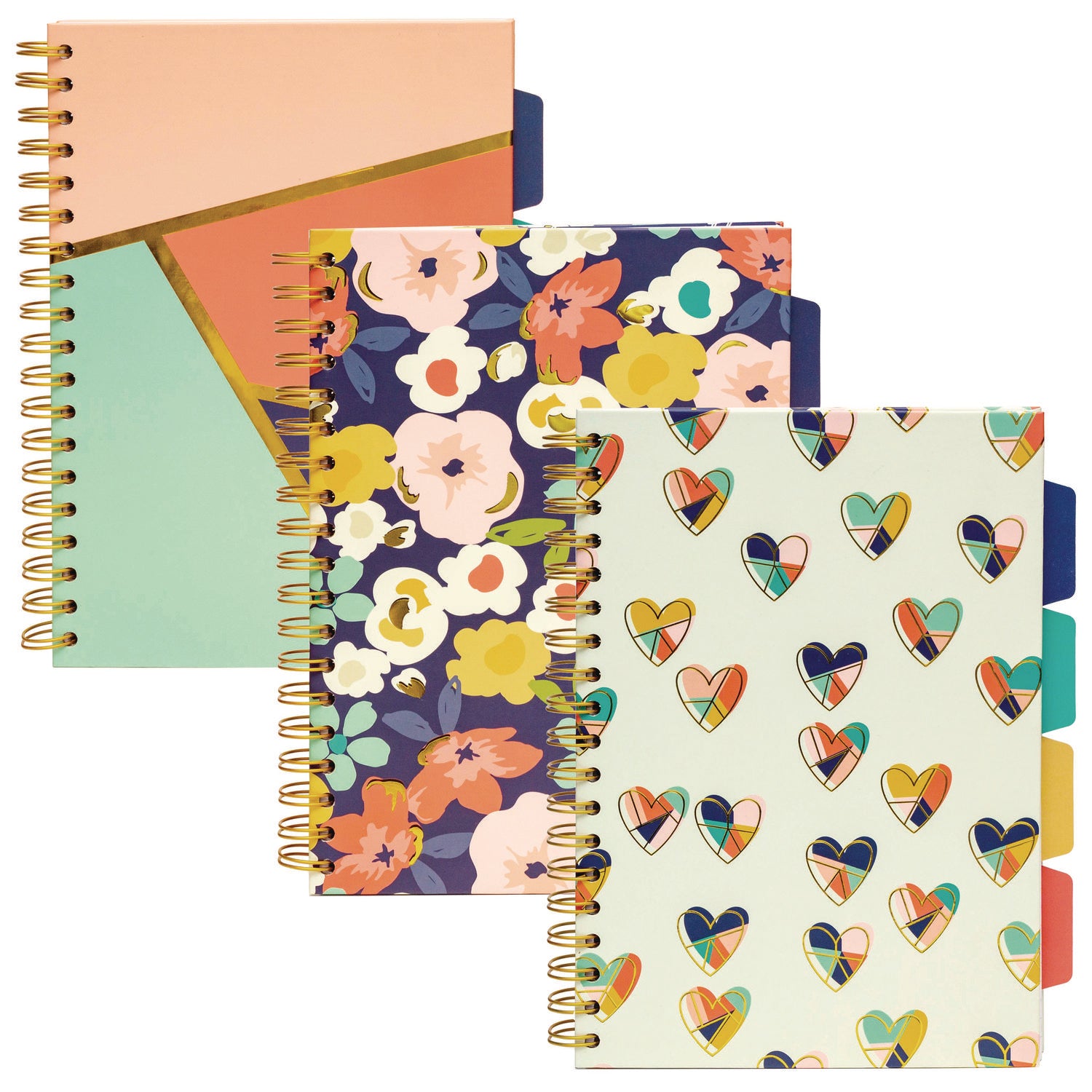 B5 Size Project Book, 5-Subject, Medium/College Rule, Assorted Floral Love Covers, (100) 9.8 x 6.9 Sheets, 3/Pack