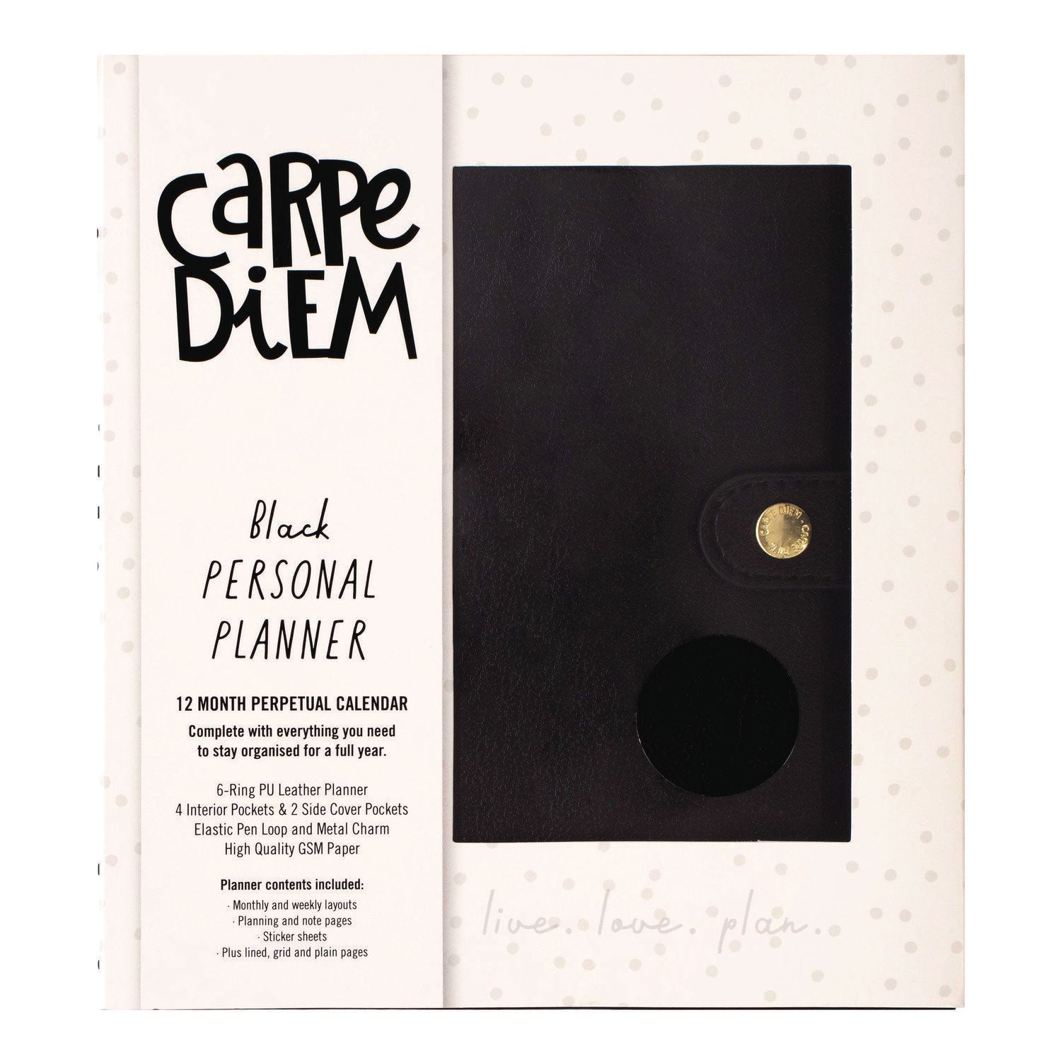 Personal Planner, 7.48 x 6.42, Black Cover, 12-Month, Undated PUKKA PAD® Flipcost