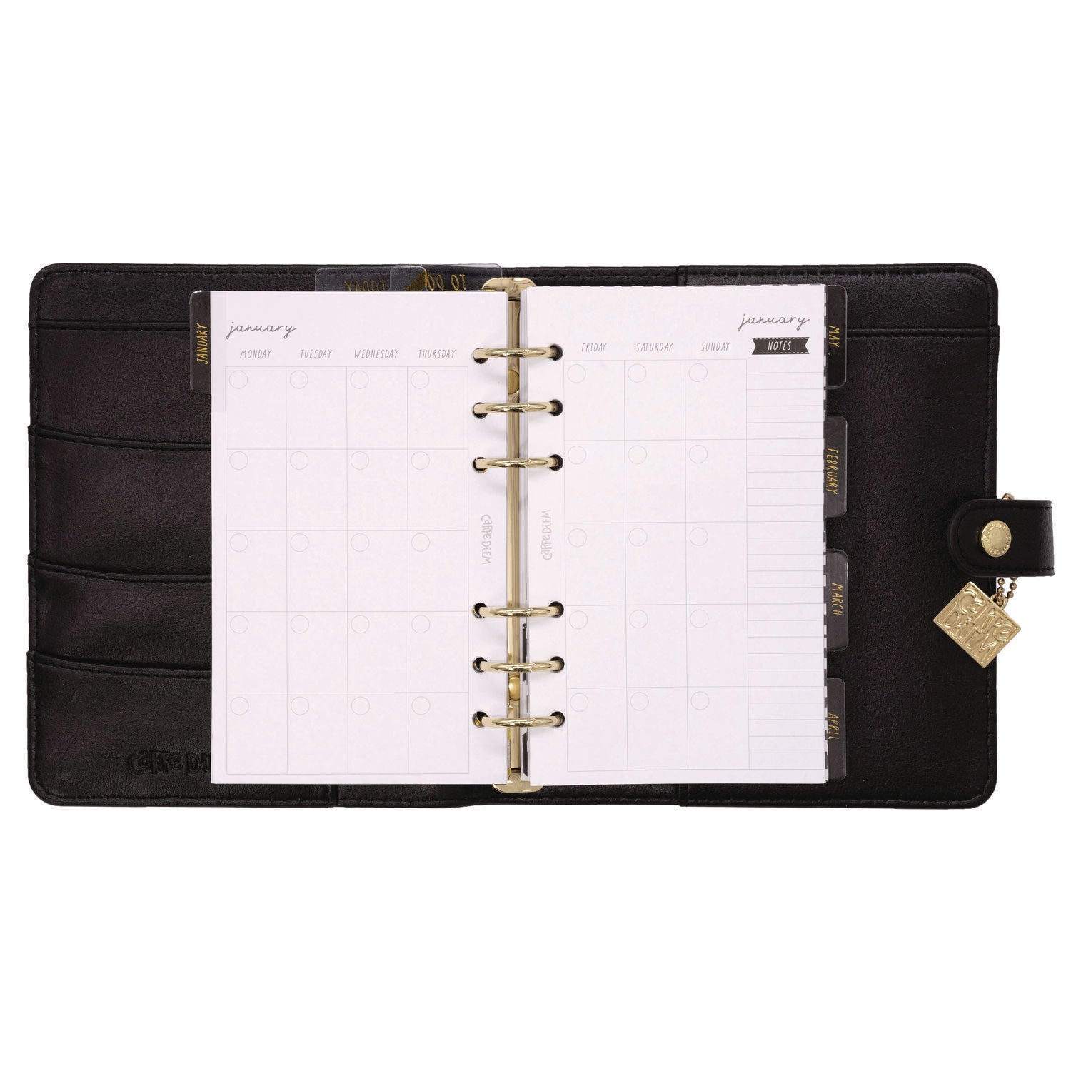 Personal Planner, 7.48 x 6.42, Black Cover, 12-Month, Undated PUKKA PAD® Flipcost