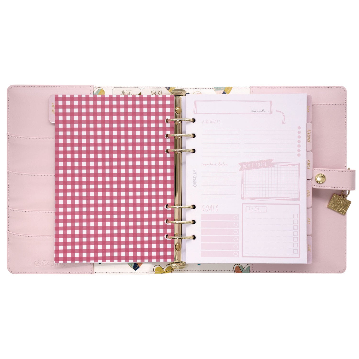 A5 Planner, 10.24 x 9.25, Pink Cover, 12-Month PUKKA PAD® Flipcost