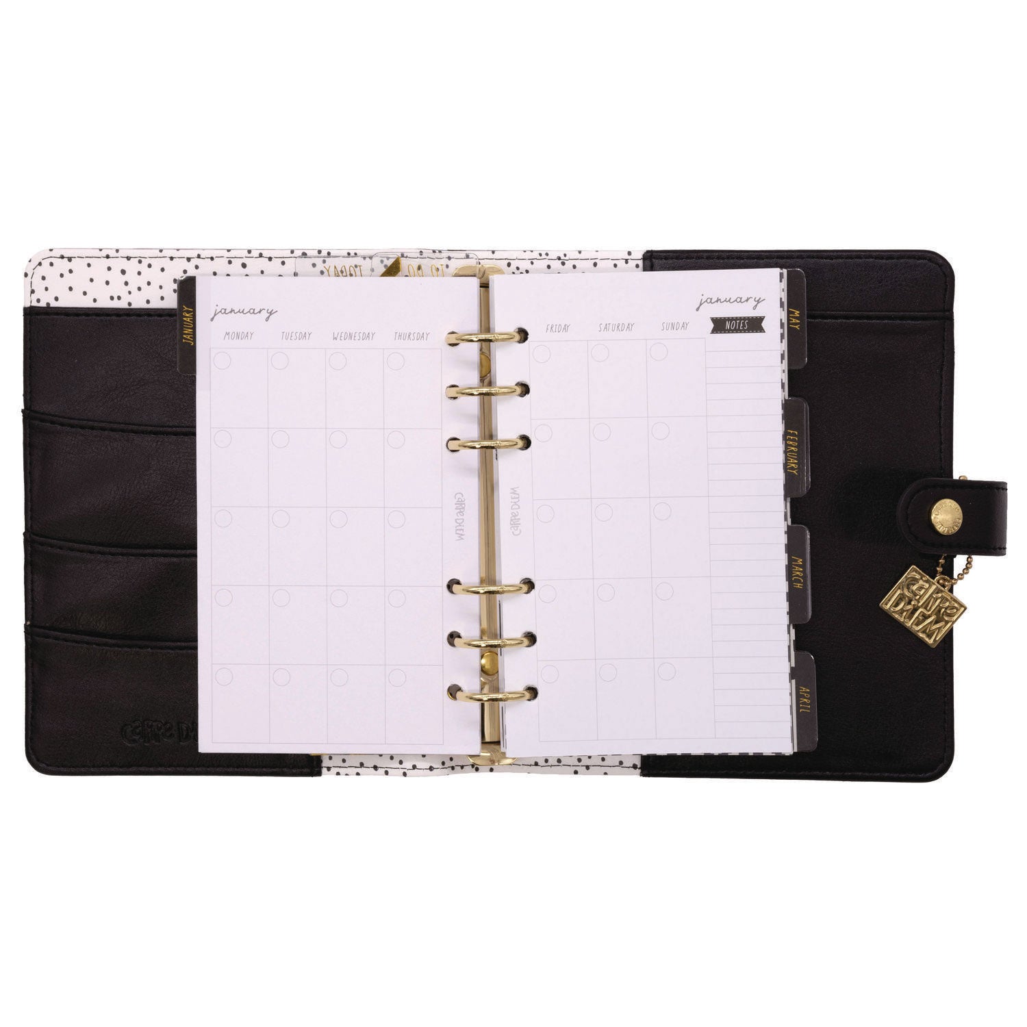 Personal Planner, Chequered, 7.48 x 6.42, Black/White Cover, 12-Month, Undated PUKKA PAD® Flipcost