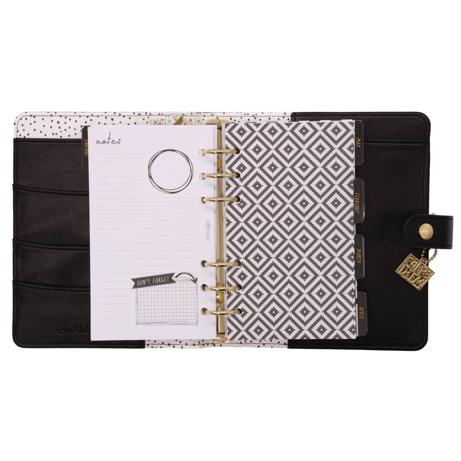 Personal Planner, Chequered, 7.48 x 6.42, Black/White Cover, 12-Month, Undated PUKKA PAD® Flipcost