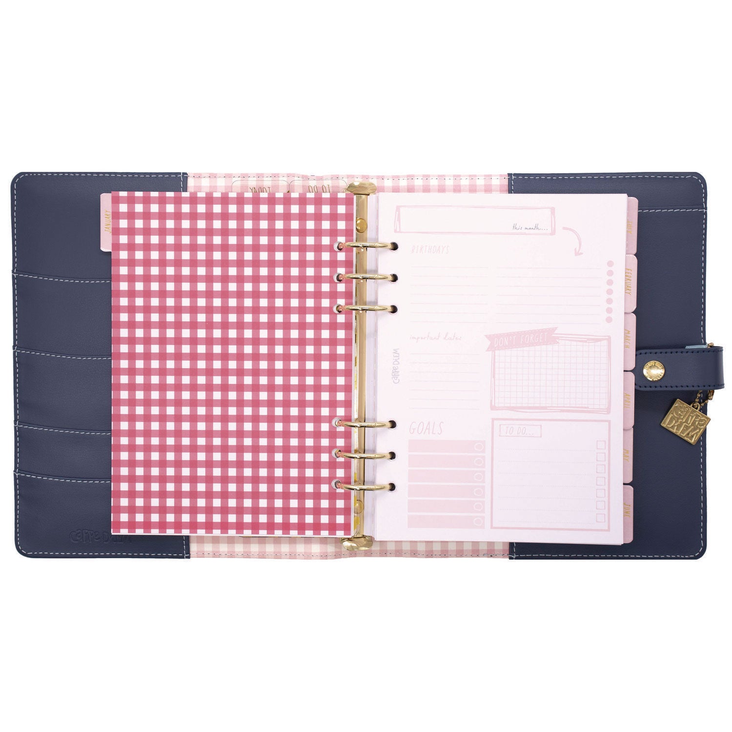 A5 Planner, Feathers, 10.24 x 9.25, Blue/Pink/White/Yellow Cover, 12-Month PUKKA PAD® Flipcost