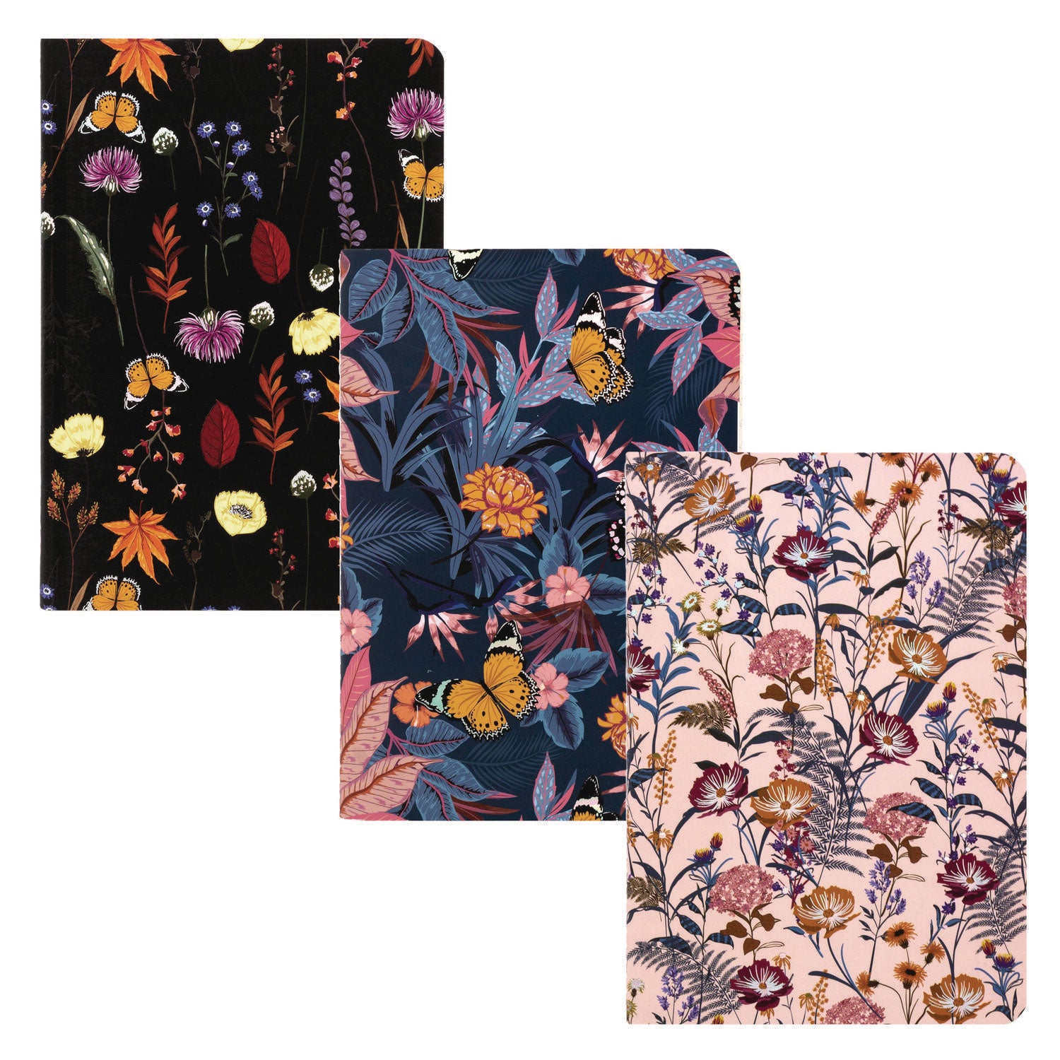 B6 Stitched Exercise Book, Narrow Rule, Assorted Blum Floral Covers, (40) 6.8 x 4.6 Sheets, 3/Pack