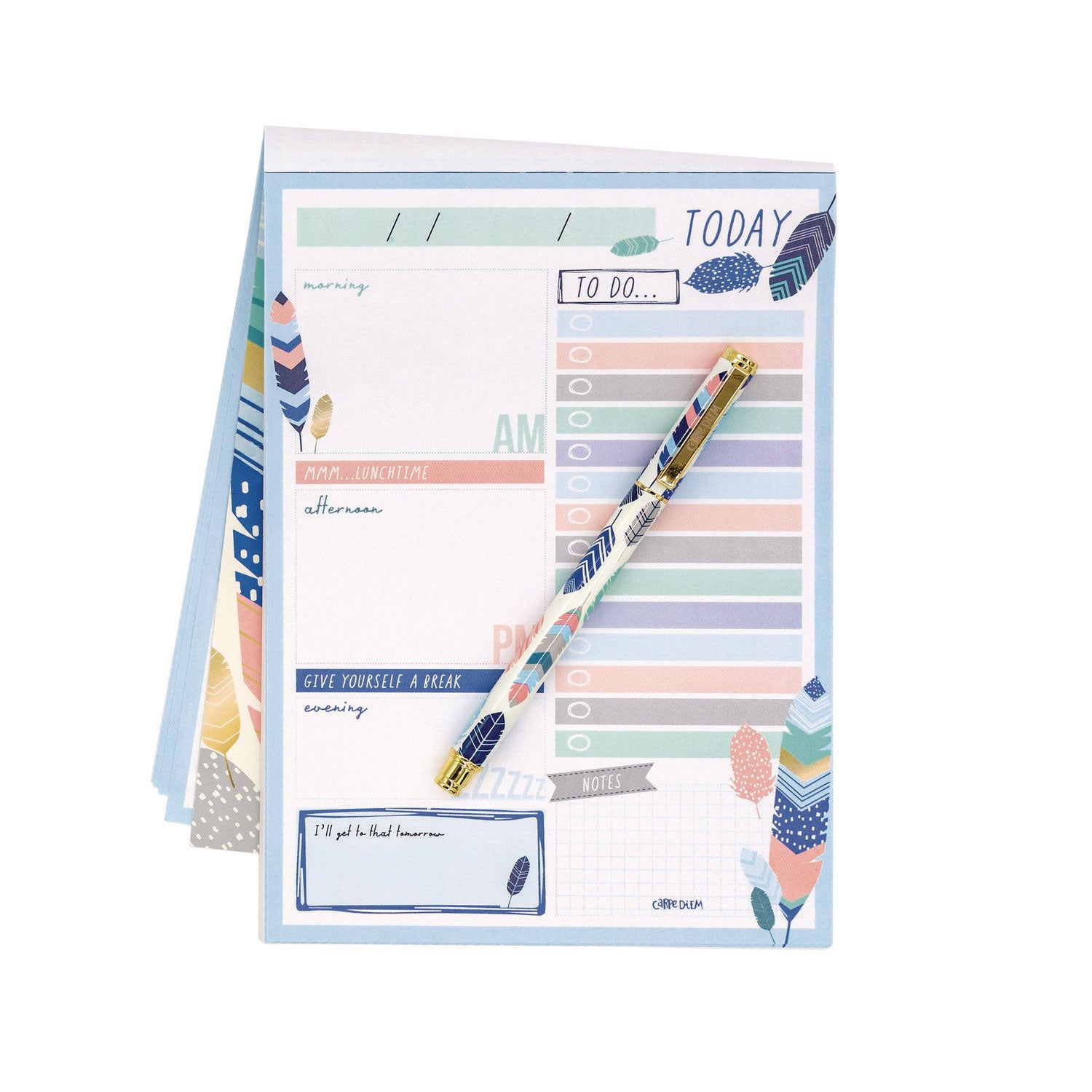 Daily Planner, Feathers, 8.27 x 5.83, Blue/Cream/Pink Cover, 2-Month, Undated, 6/Pack PUKKA PAD® Flipcost