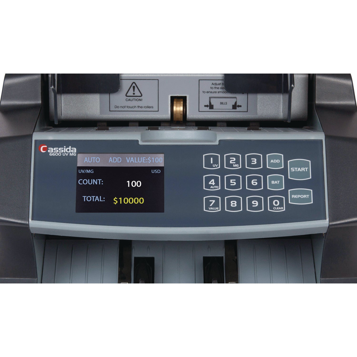 6600 UV/MG Top Loading Bill Counter, 1,400 Bills/min, 10.2 x 11 x 8.1, Gray Cassida Flipcost