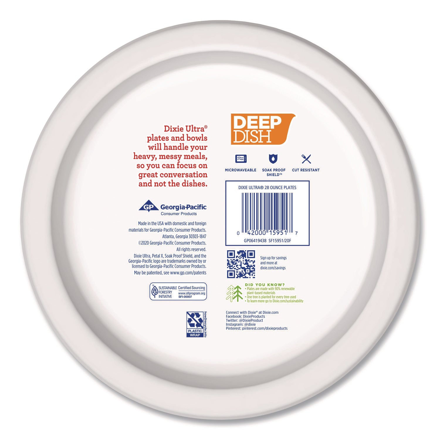 Deep Dish Paper Plate, 9.56" dia, Blue/Yellow, 18/Pack Dixie® Ultra® Flipcost