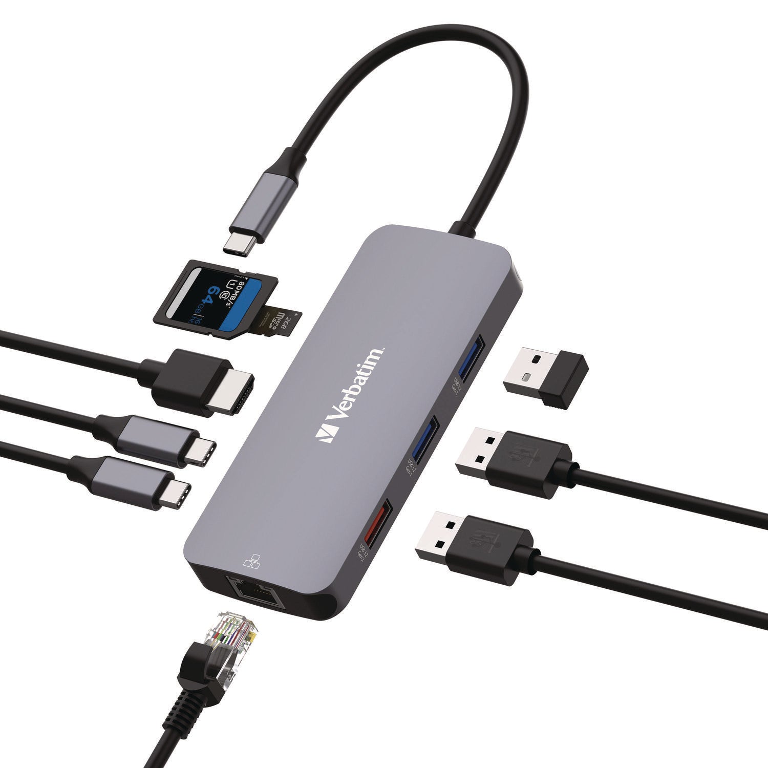 USB-C Pro Multiport Hub9 Port, Gray Verbatim® Flipcost