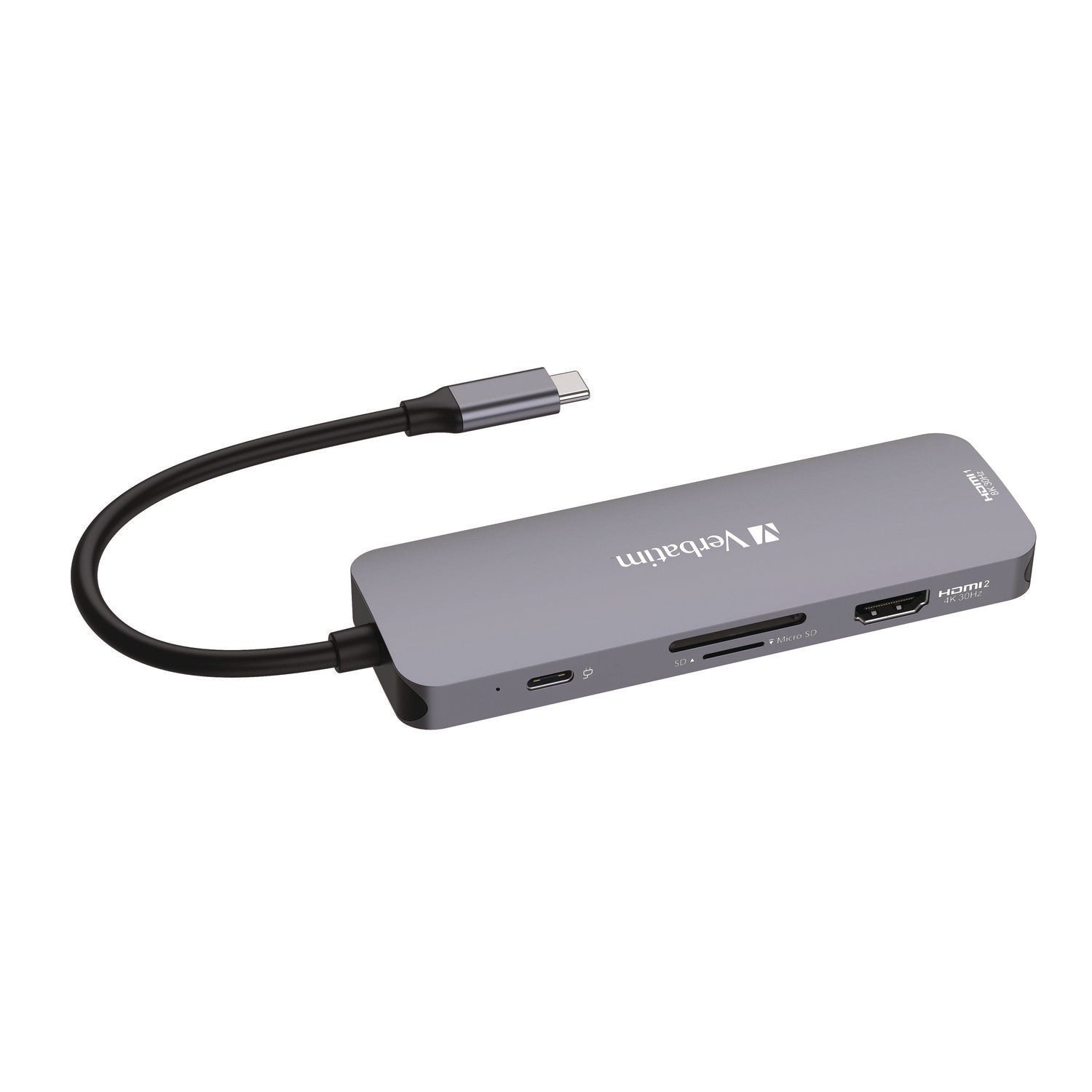 USB-C Pro Multiport Hub8 Port, Gray Verbatim® Flipcost