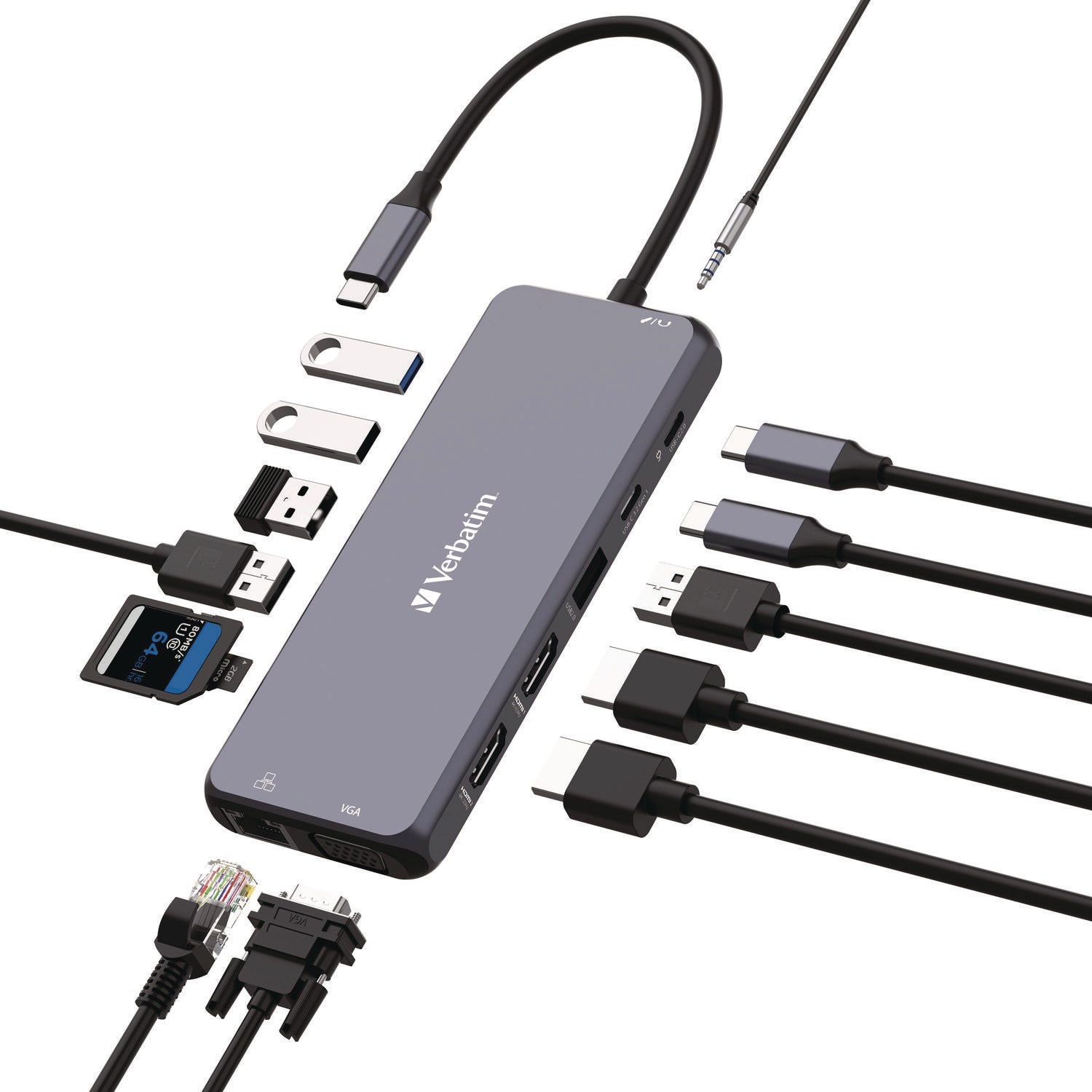 USB-C Pro Multiport Hub14 Port, Gray Verbatim® Flipcost