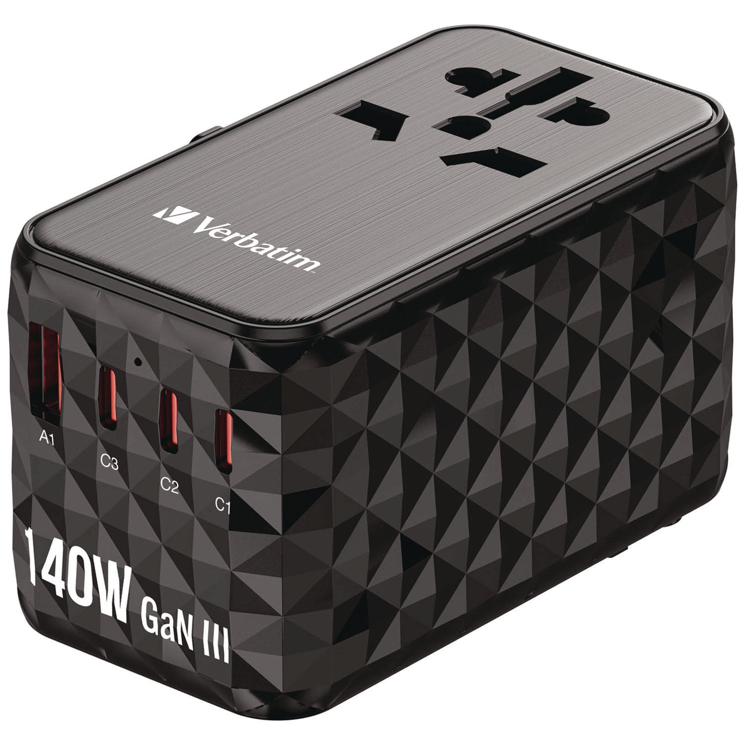 UTA-10 GaN III Universal Travel Adapter, (3) USB-A/(3) USB-C Verbatim® Flipcost