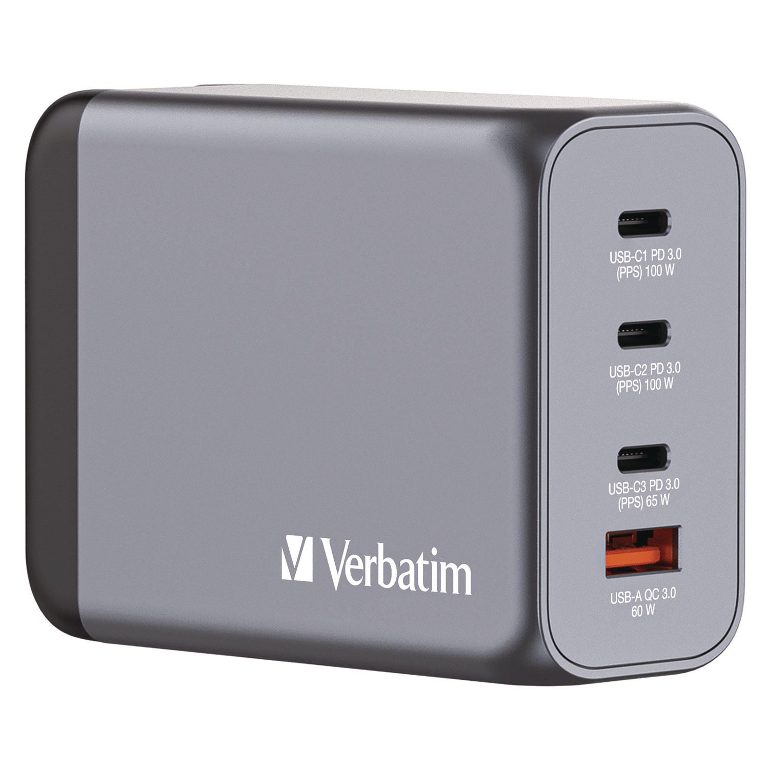 200 W 4-Port GaN Wall Charger, Black/Gray