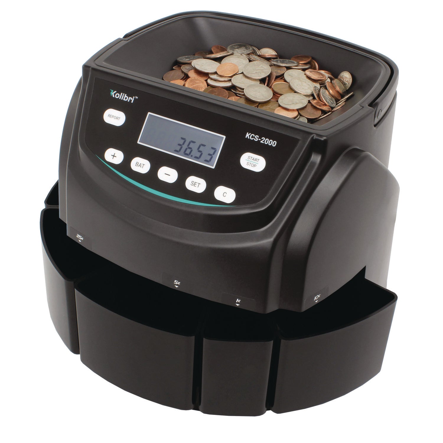 KCS-2000 Coin Sorter, 300 Coins/min, 10 x 11.6 x 13.6, Black Kolibri Flipcost