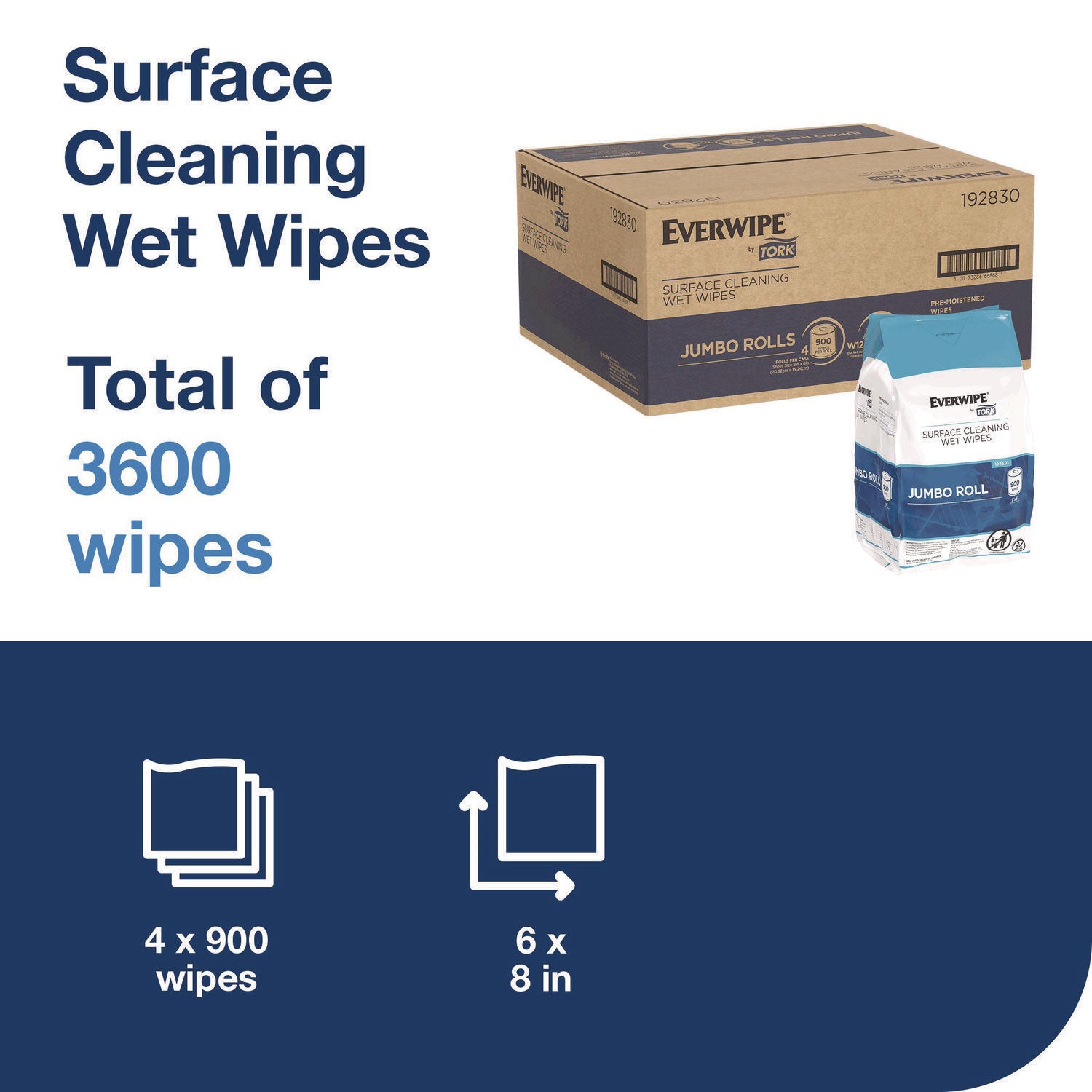 Surface Cleaning Wet Wipe, 1-Ply, 6 x 6, Lemon, White, 900 Sheets, 4/Carton Tork® Flipcost