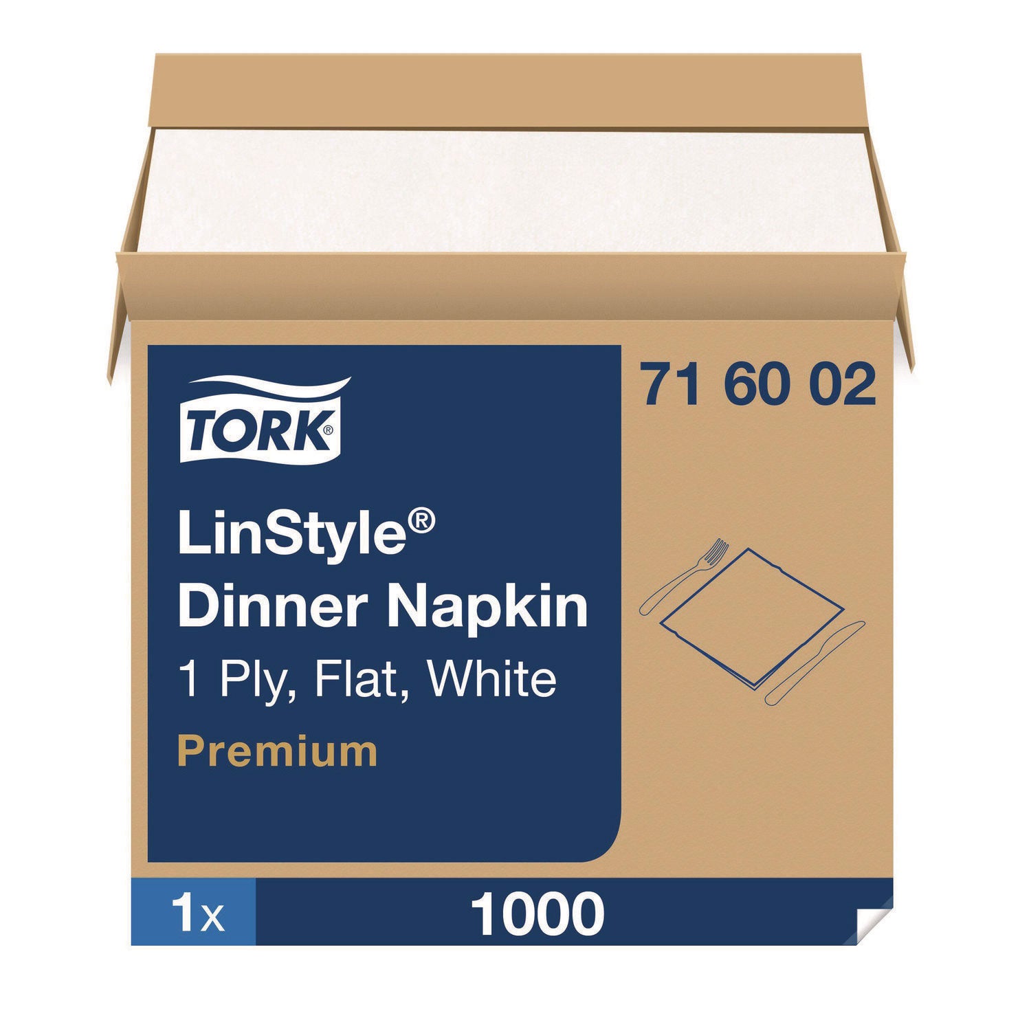 LinStyle Dinner Napkin, 1-Ply, 15 x 16, White, 1,000/Carton Tork® Flipcost