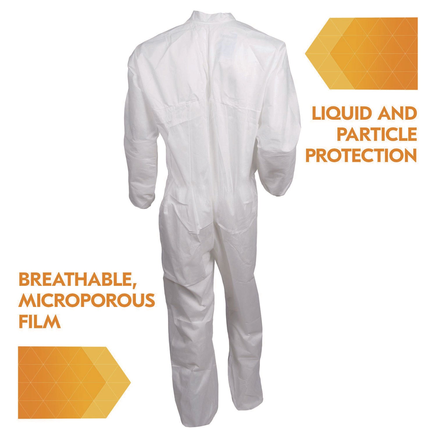 KGA35 Liquid and Particle Protection Coveralls, Elastic Wrist and Ankles, Large, White, 25/Carton KleenGuard™ Flipcost