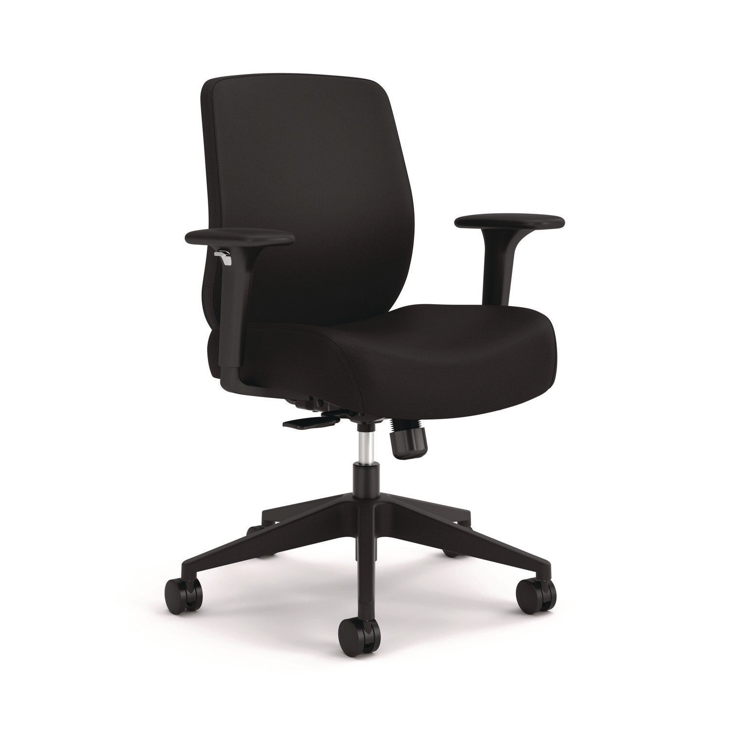 Altern Upholstered Back Task Chair, 16.5 to 19.56 Seat Height, Black Seat, Black Back, Black Base