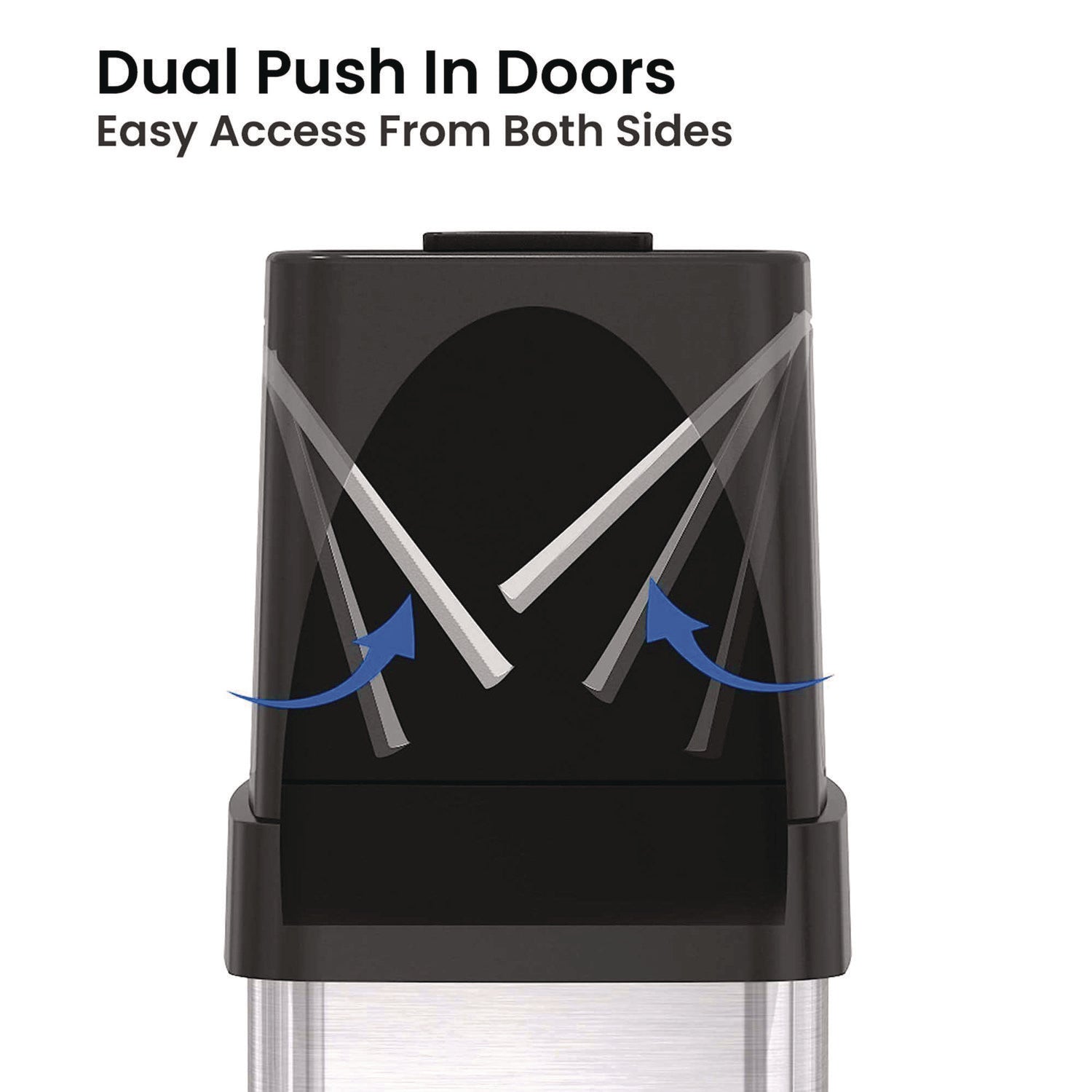 Dual Push Door Trash Can, 18 gal, Stainless Steel, Silver/Black HLS Commercial® Flipcost