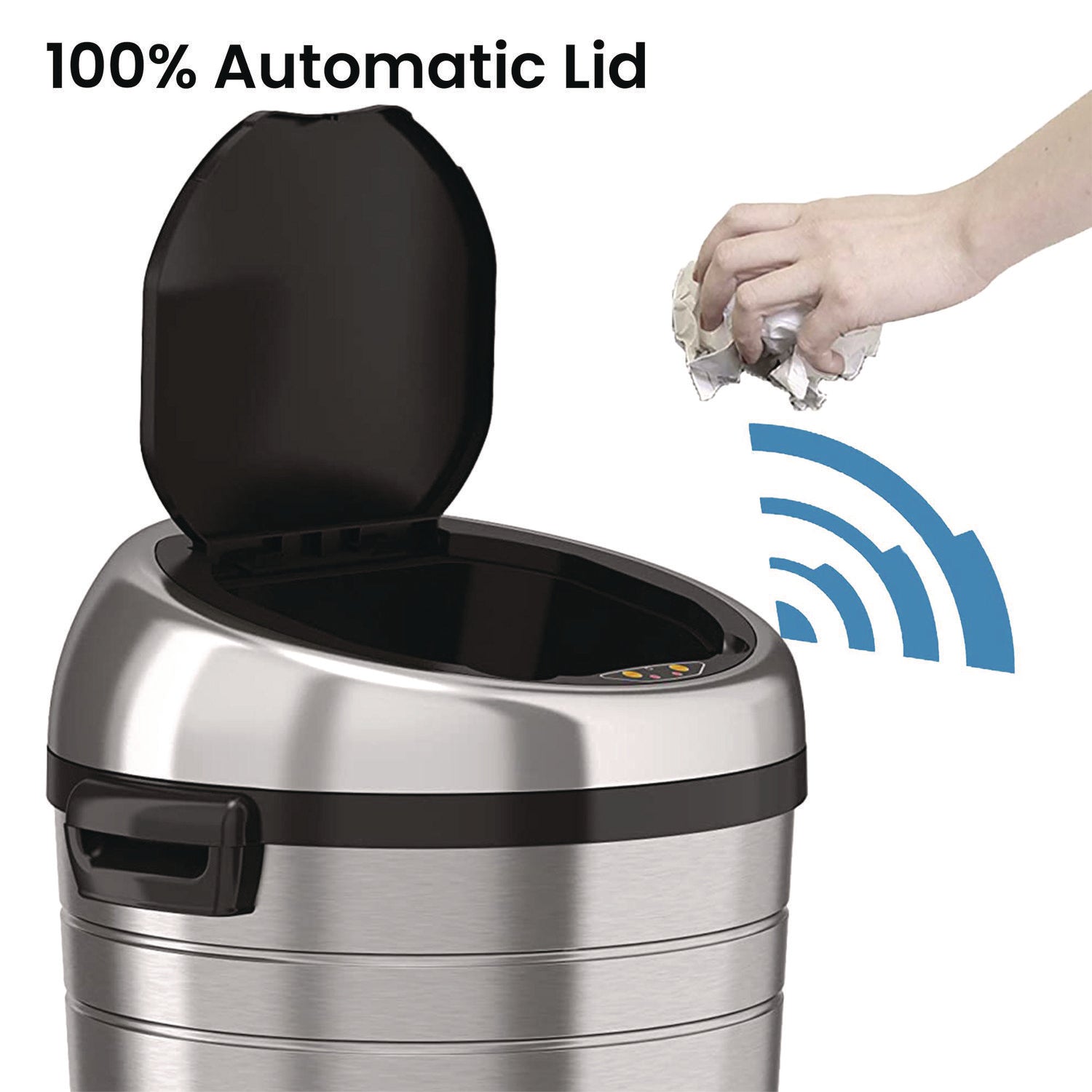 Extra-Large Sensor Trash Can with Wheels, 18 gal, Plastic/Stainless Steel HLS Commercial® Flipcost