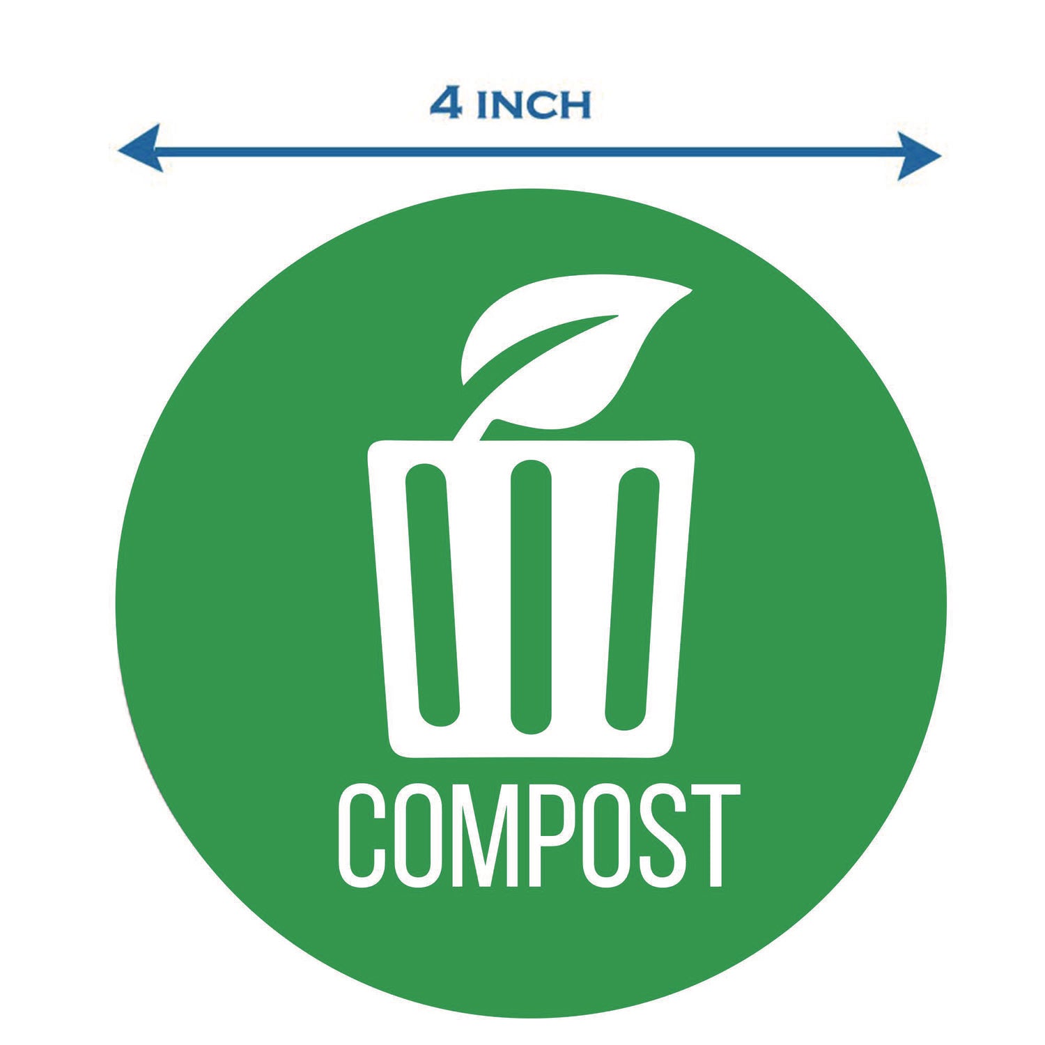 Vinyl Decals, Compost, 4" Diameter, Green/White, 3/Pack HLS Commercial® Flipcost