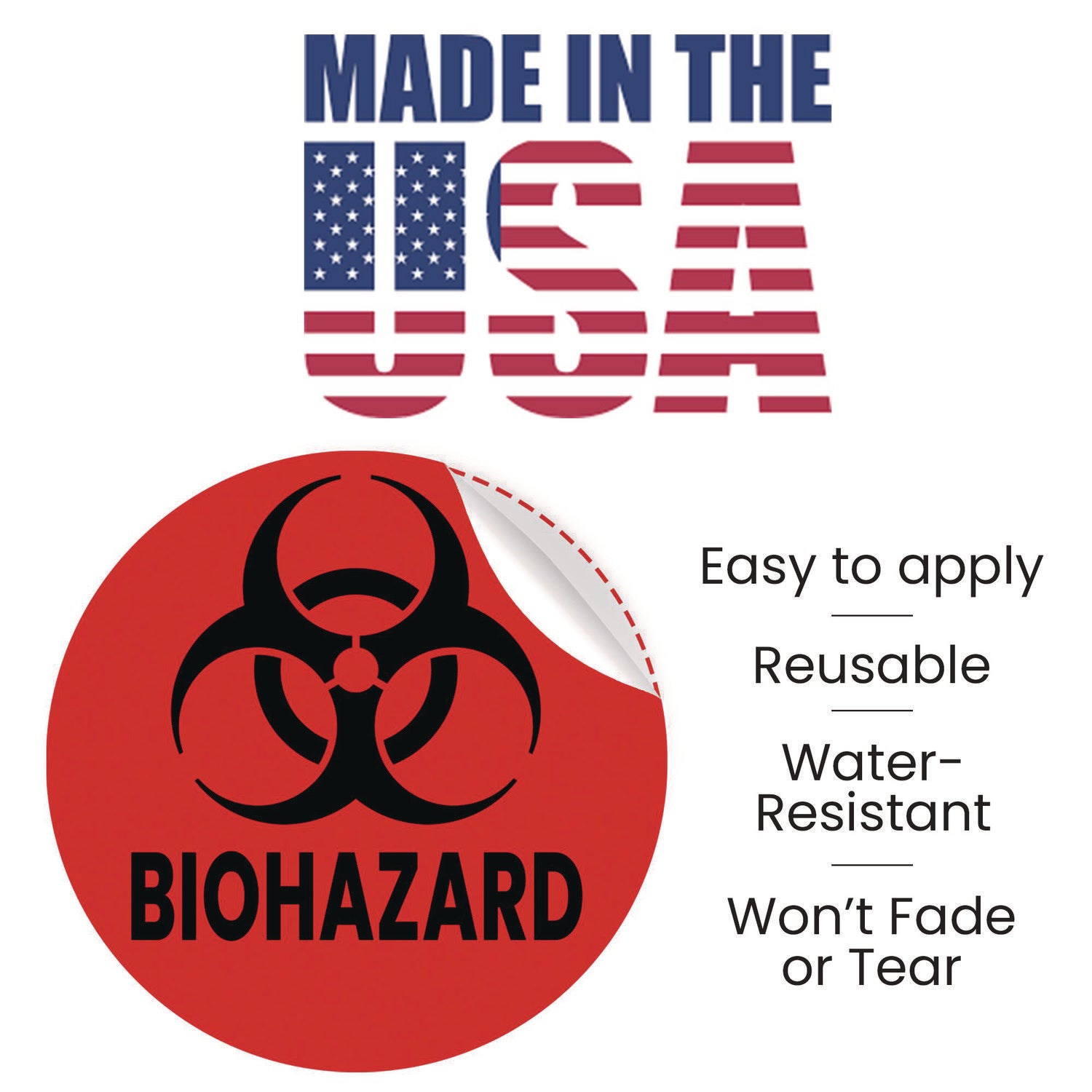 Vinyl Decals, Biohazard, 4" Diameter, Red/Black, 3/Pack HLS Commercial® Flipcost