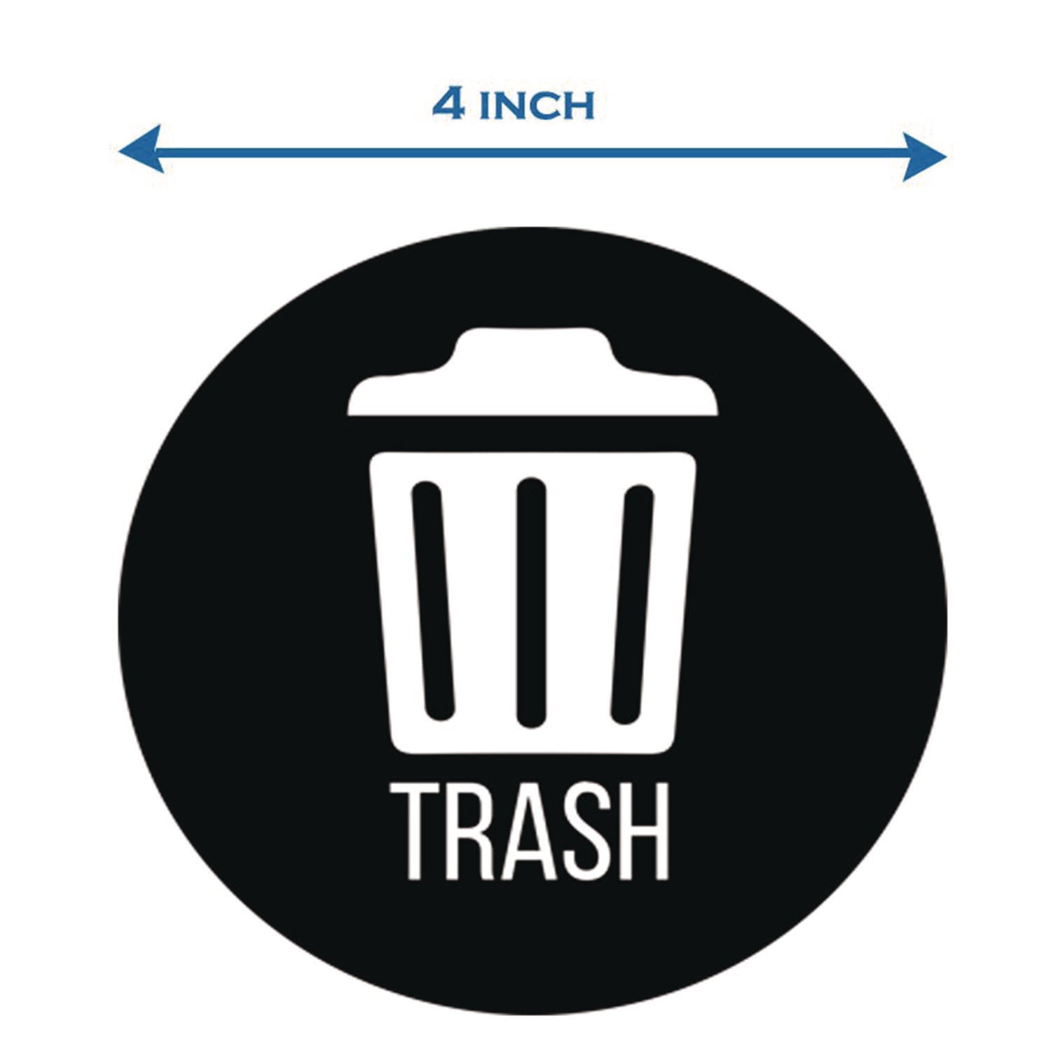 Vinyl Decals, Trash, 4" Diameter, Black/White, 3/Pack HLS Commercial® Flipcost