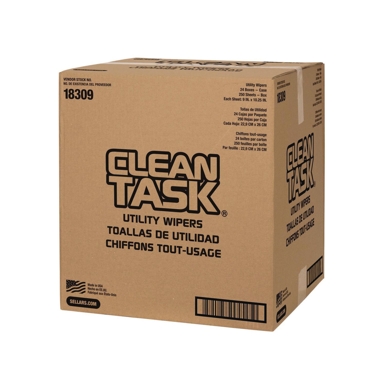 Clean Task Utility Wipers, 1-Ply, 9 x 10.25, White, 250 Sheets/Box, 24 Boxes/Carton Sellars® Flipcost