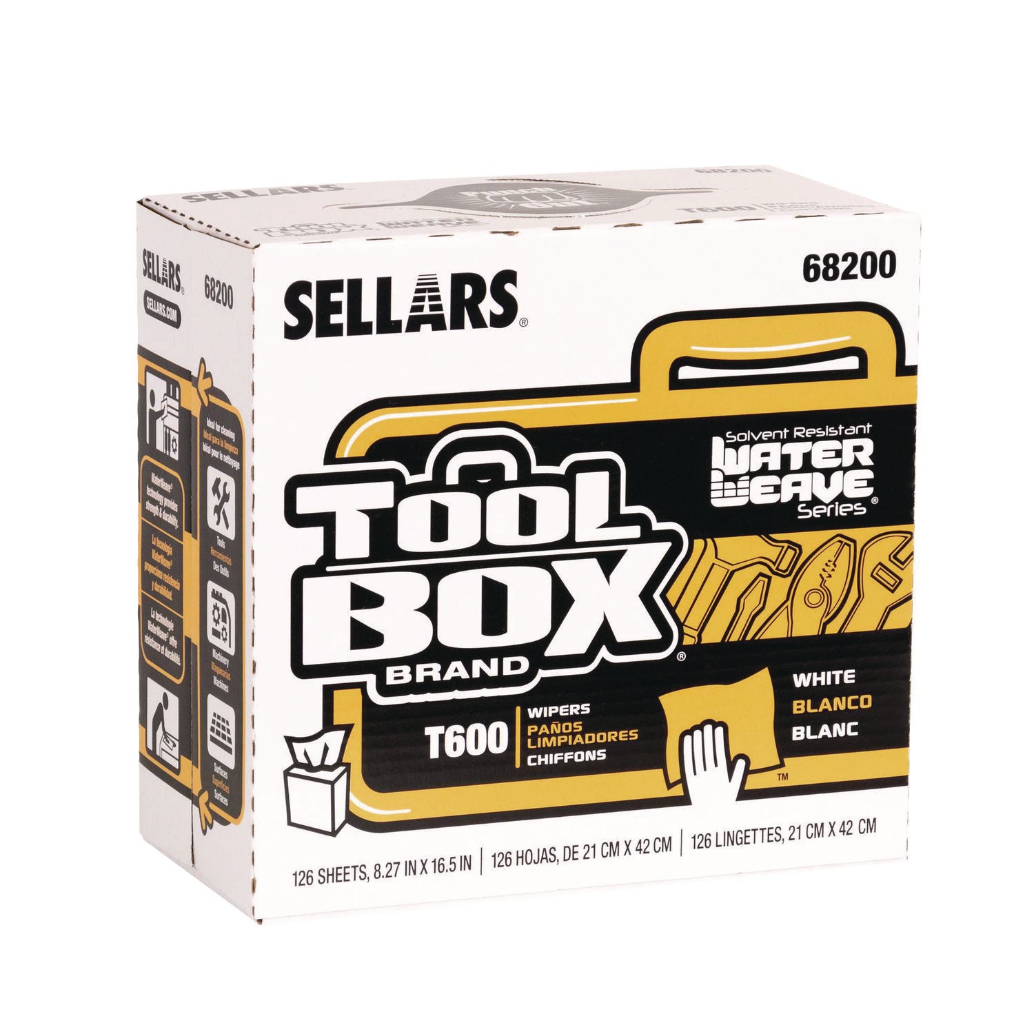 TOOLBOX WaterWeave T600 Wipers, 1-Ply, 8.27 x, 16.5, White, 126 Sheets/Box, 10 Boxes/Carton Sellars® Flipcost