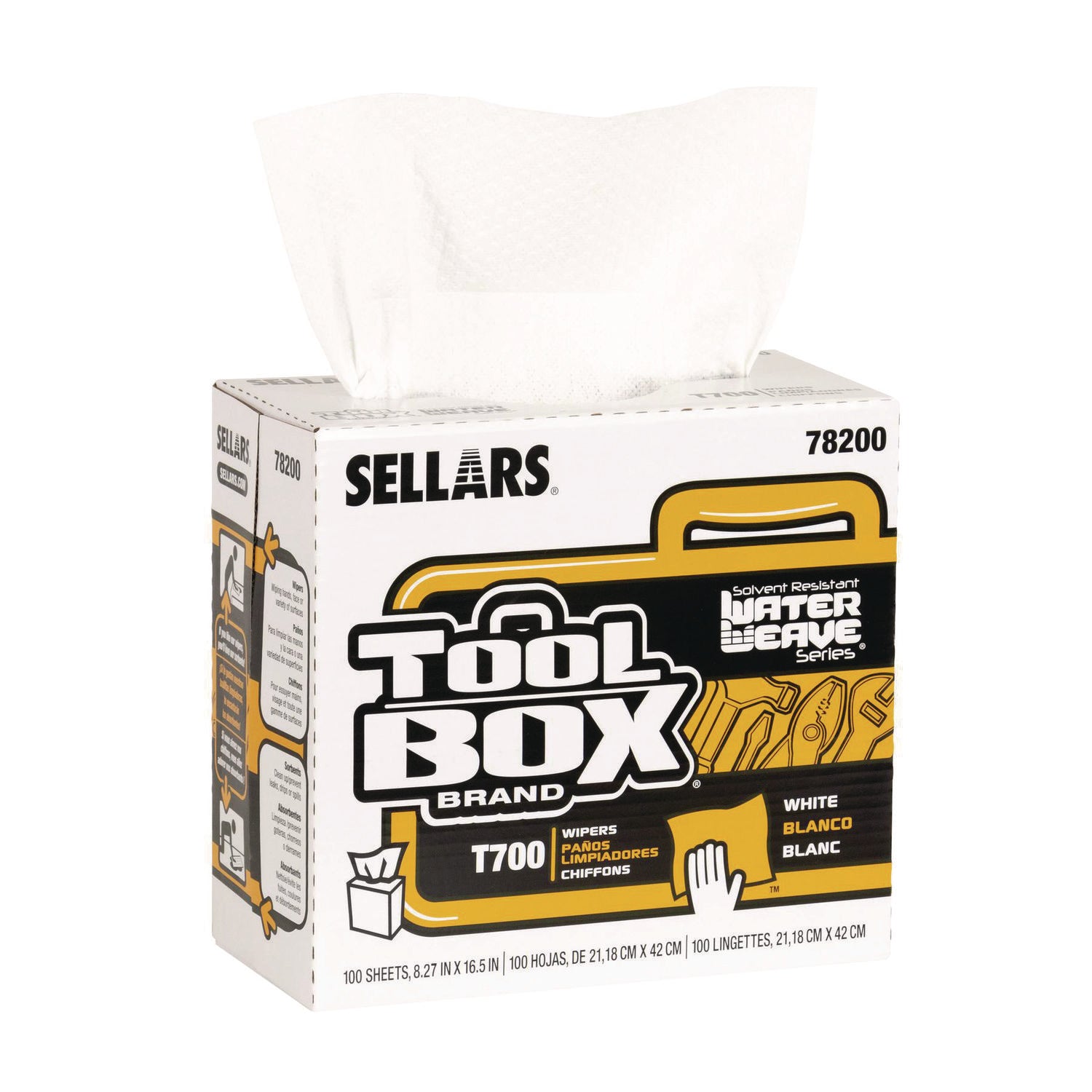 TOOLBOX WaterWeave T700 Wipers, 1-Ply, 8.27 x 16.5, White, 100 Sheets/Box, 8 Boxes/Carton Sellars® Flipcost