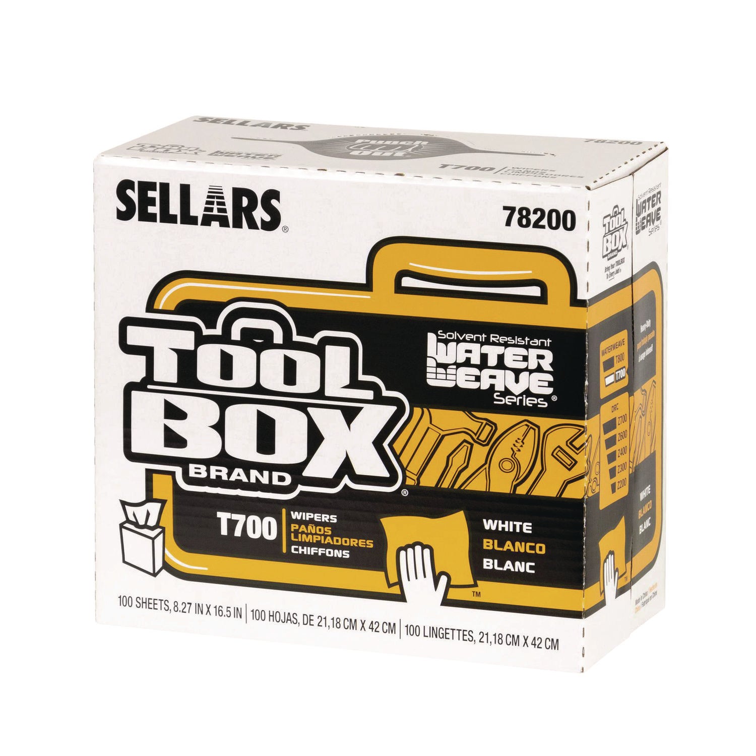 TOOLBOX WaterWeave T700 Wipers, 1-Ply, 8.27 x 16.5, White, 100 Sheets/Box, 8 Boxes/Carton Sellars® Flipcost