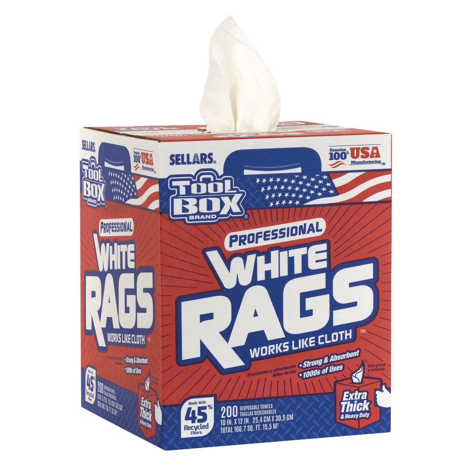 TOOLBOX White Rags, 1-Ply, 9.8 x 12, White, 200 Sheets/Box, 6 Boxes/Carton Sellars® Flipcost