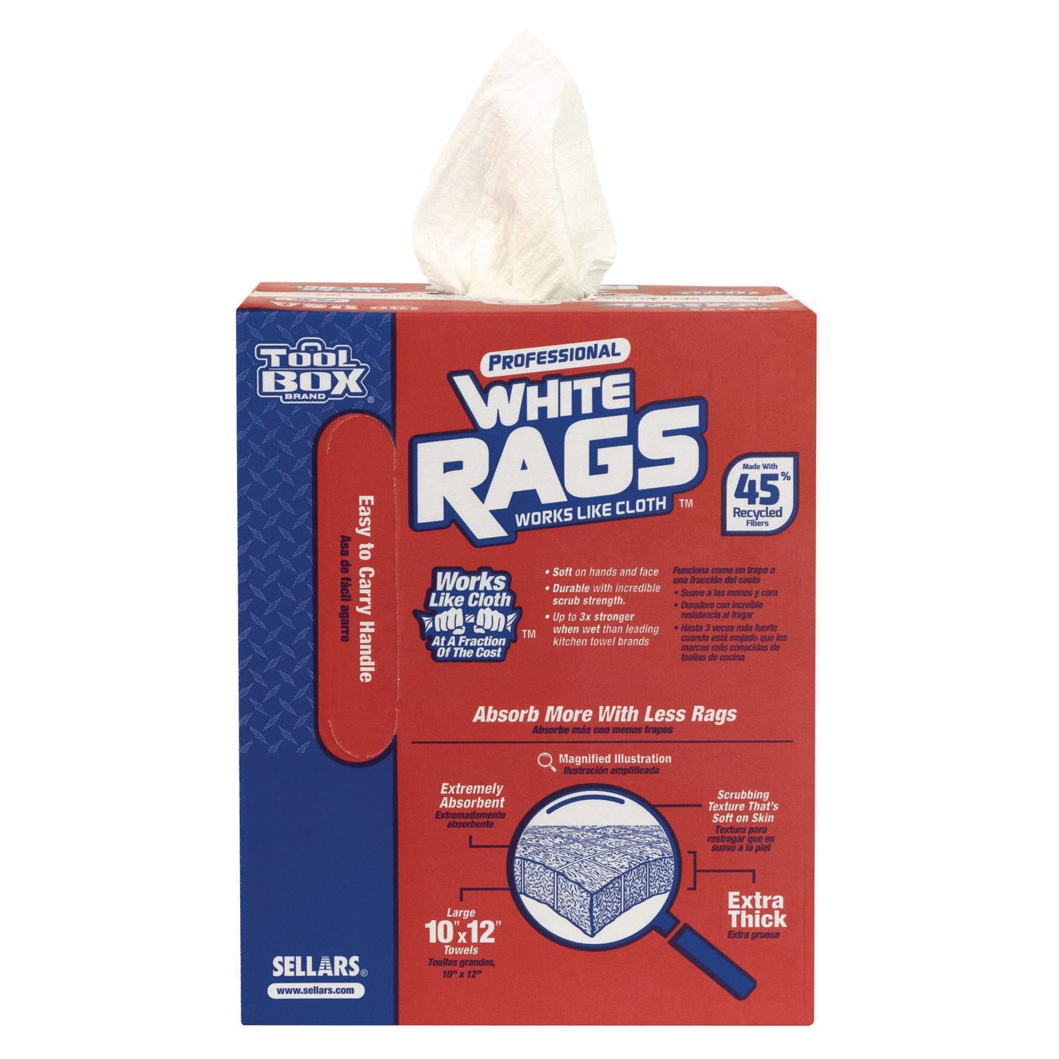 TOOLBOX White Rags, 1-Ply, 9.8 x 12, White, 200 Sheets/Box, 6 Boxes/Carton Sellars® Flipcost