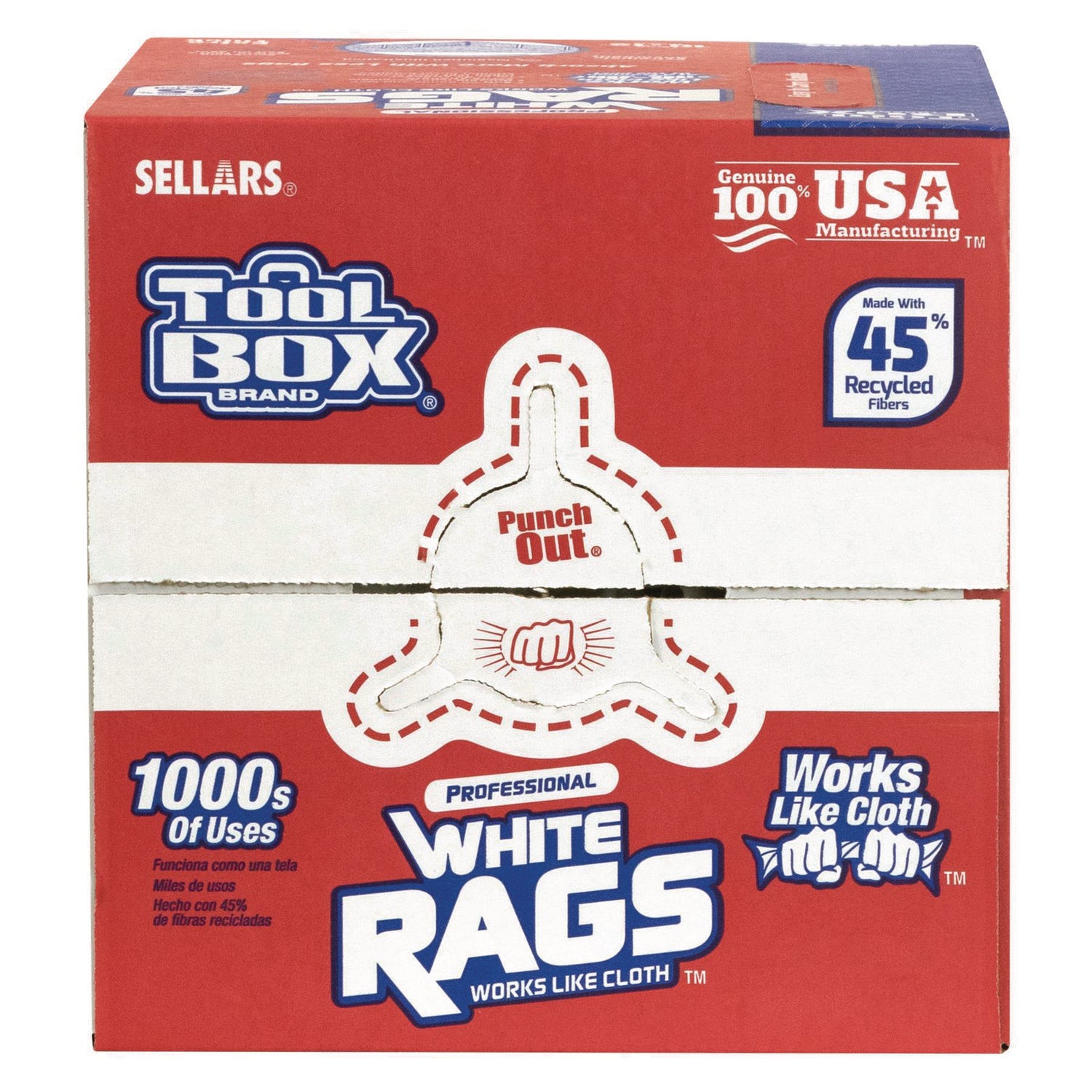 TOOLBOX White Rags, 1-Ply, 9.8 x 12, White, 200 Sheets/Box, 6 Boxes/Carton Sellars® Flipcost