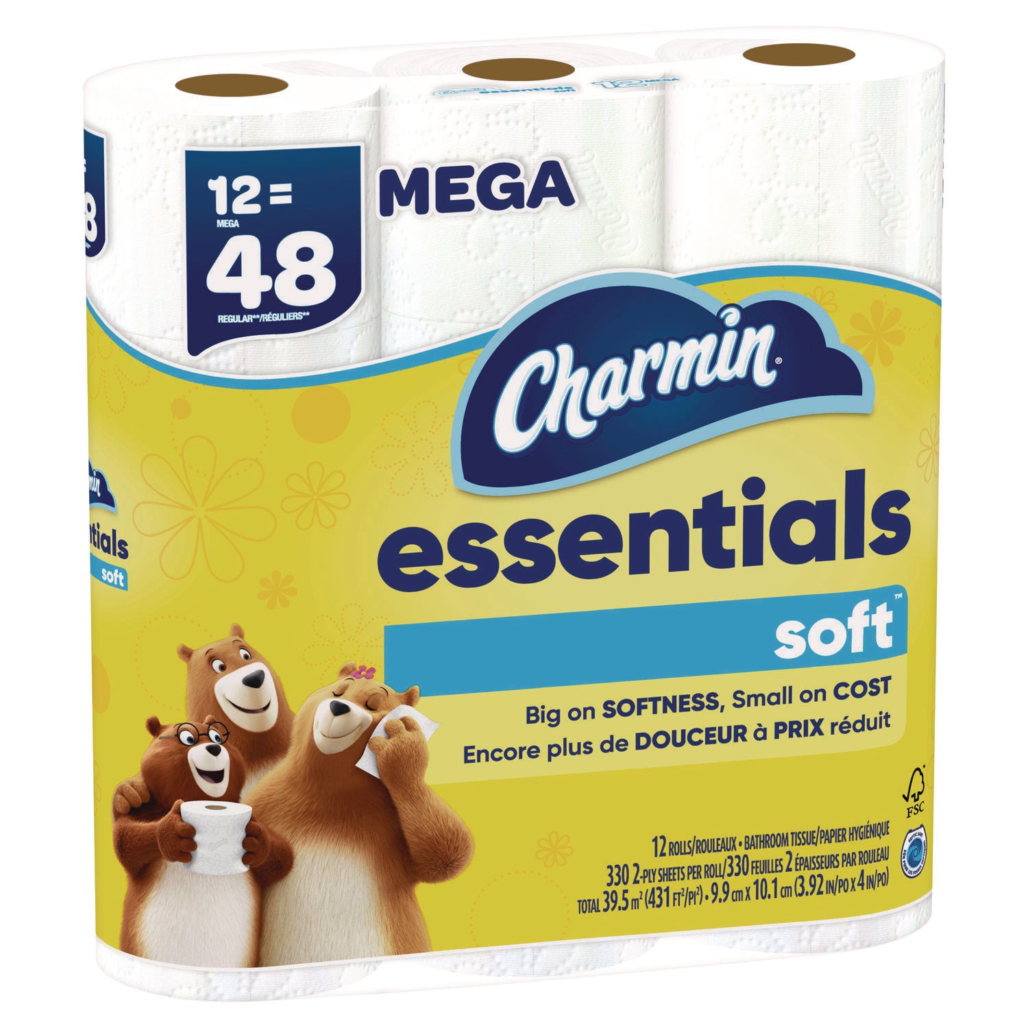 Essentials Soft Bathroom Tissue, Septic Safe, 2-Ply, White, 330 Sheets/Roll, 12 Rolls/Carton Charmin® Flipcost