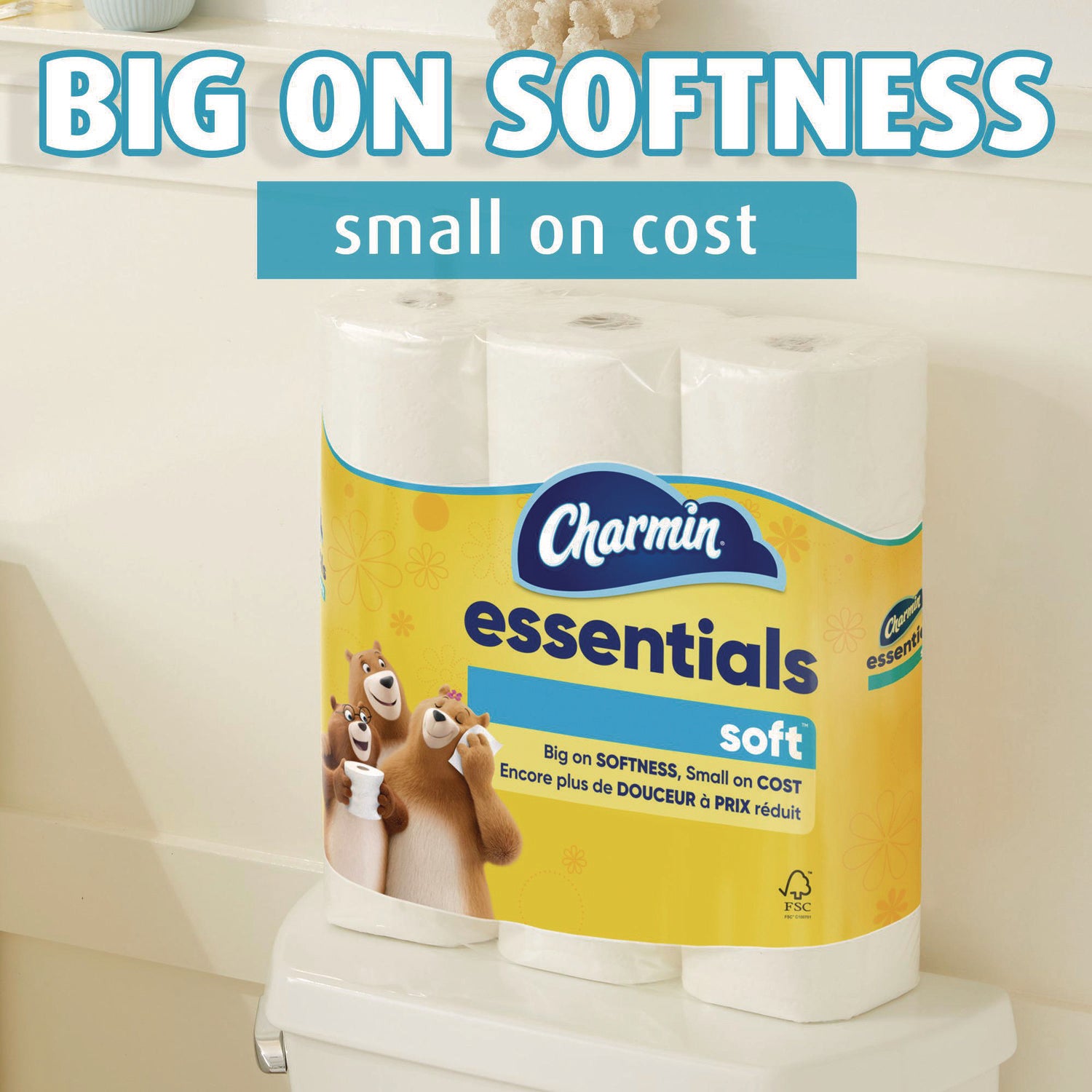 Essentials Soft Bathroom Tissue, Septic Safe, 2-Ply, White, 330 Sheets/Roll, 12 Rolls/Carton Charmin® Flipcost