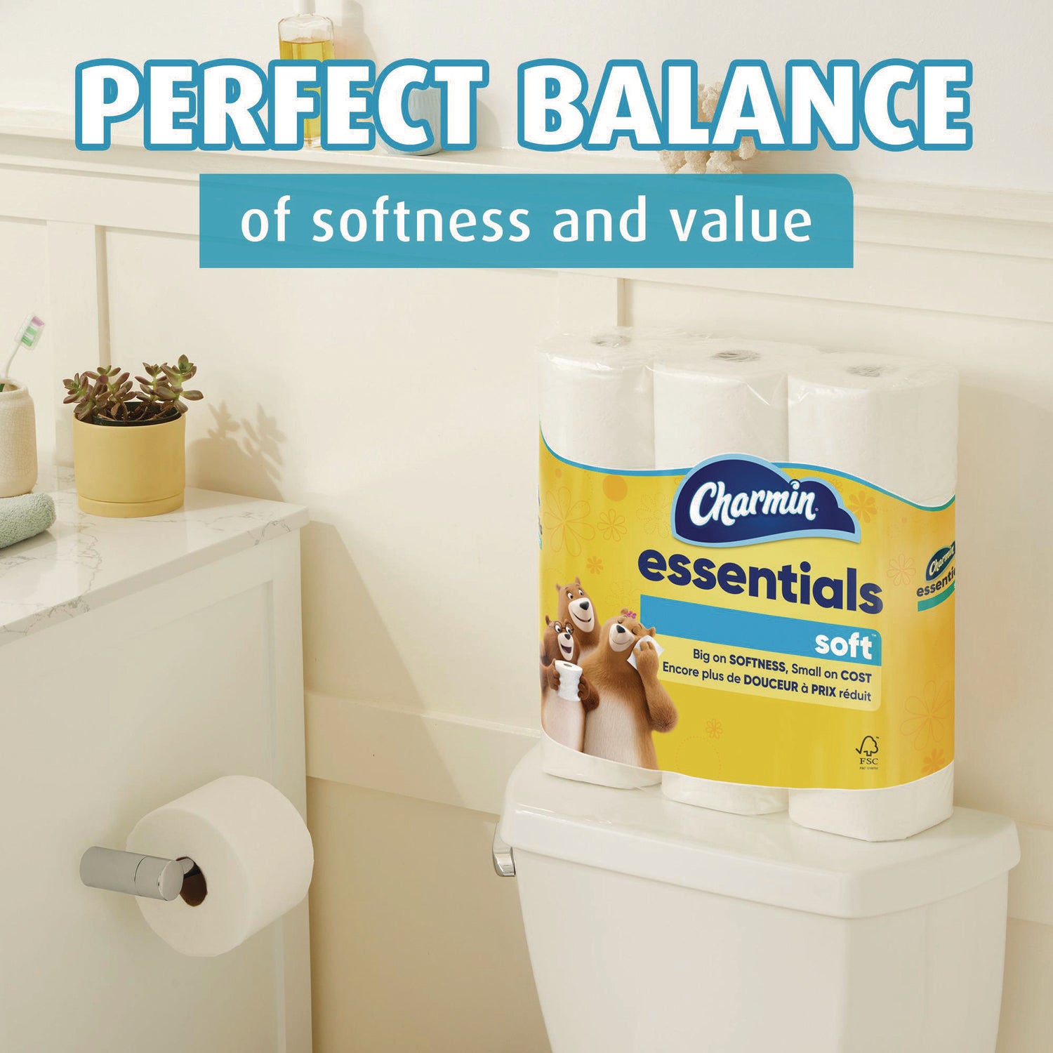 Essentials Soft Bathroom Tissue, Septic Safe, 2-Ply, White, 330 Sheets/Roll, 12 Rolls/Carton Charmin® Flipcost