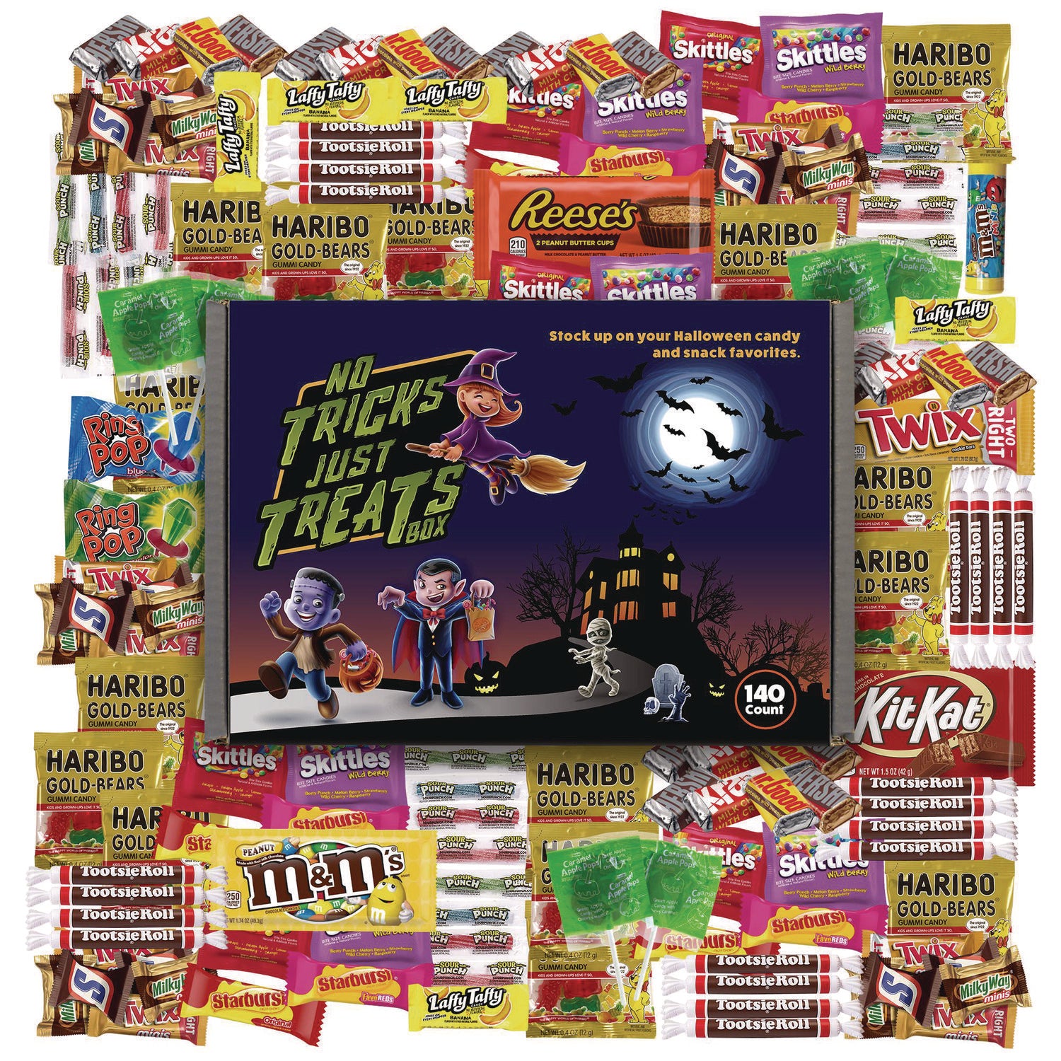 No Tricks Just Treats Halloween Box, Assorted Varieties, 140 Count Snack Box Pros Flipcost