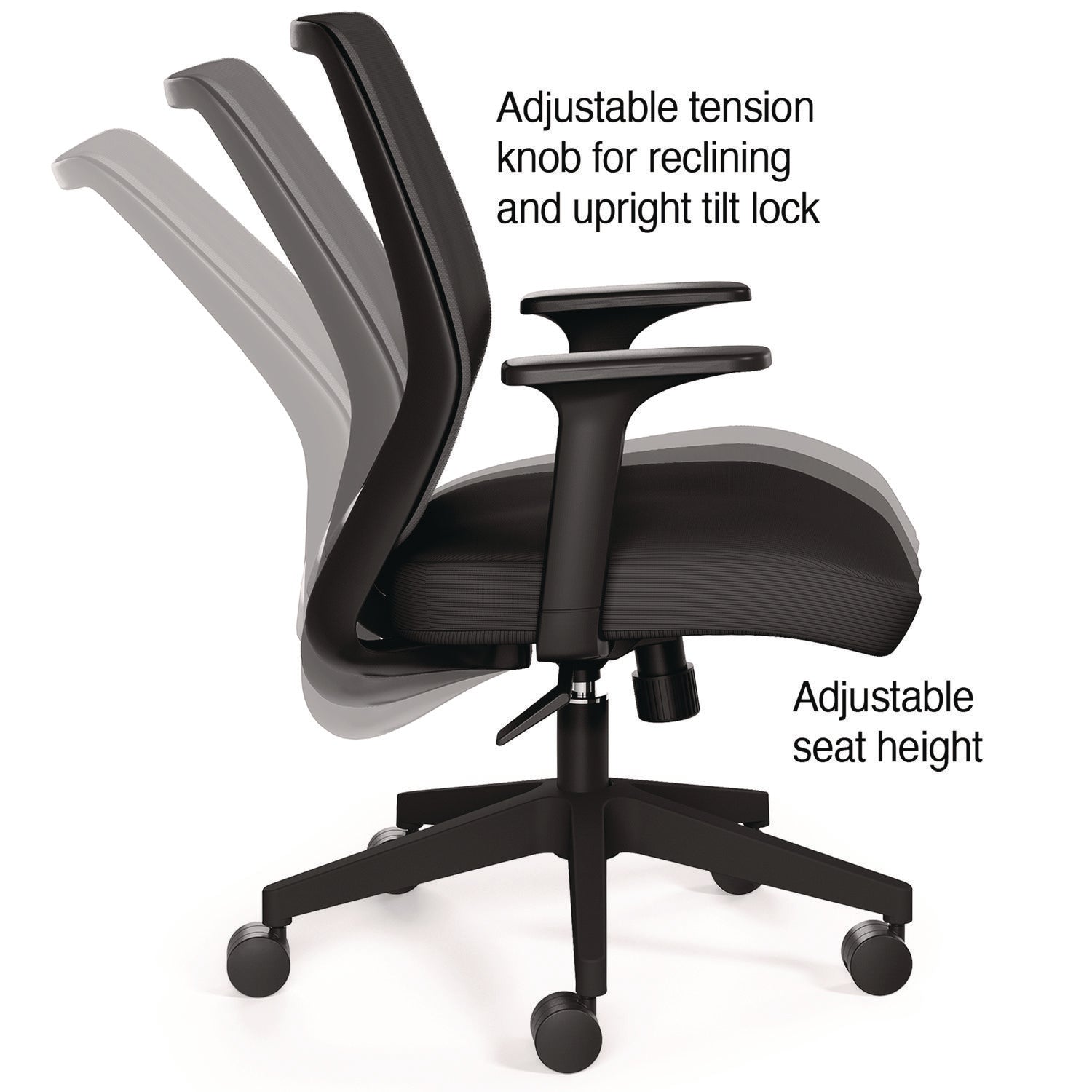 Wessex Ergonomic Fabric Mesh Swivel Task Chair, Supports Up to 275 lbs, 17.09 to 20.83 Seat Height, Black Seat/Back/Base Alera® Flipcost