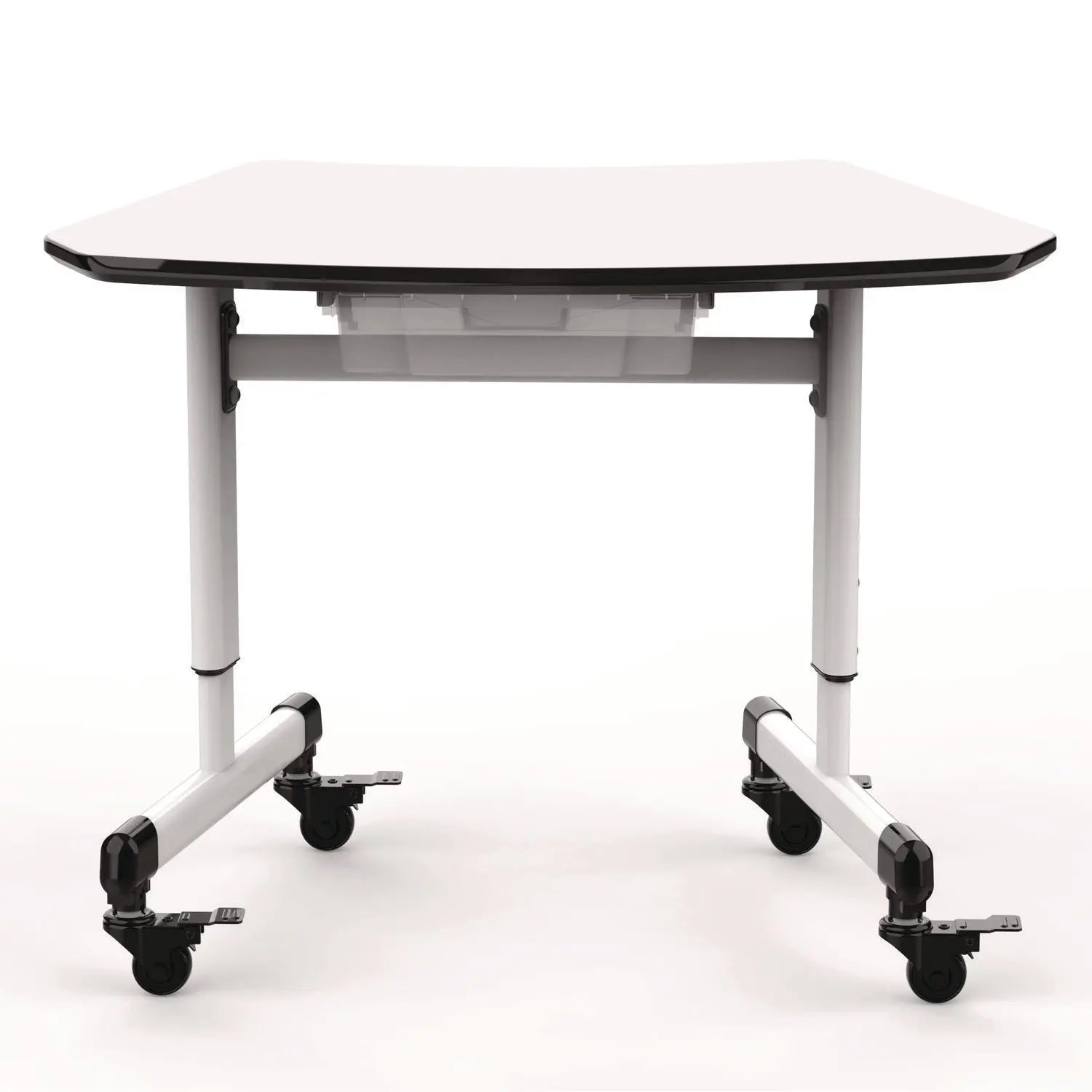 Luxor Height-Adjustable Trapezoid Student Desk with Drawer, 60.25 x 21 x 32 to 38, White Luxor Flipcost