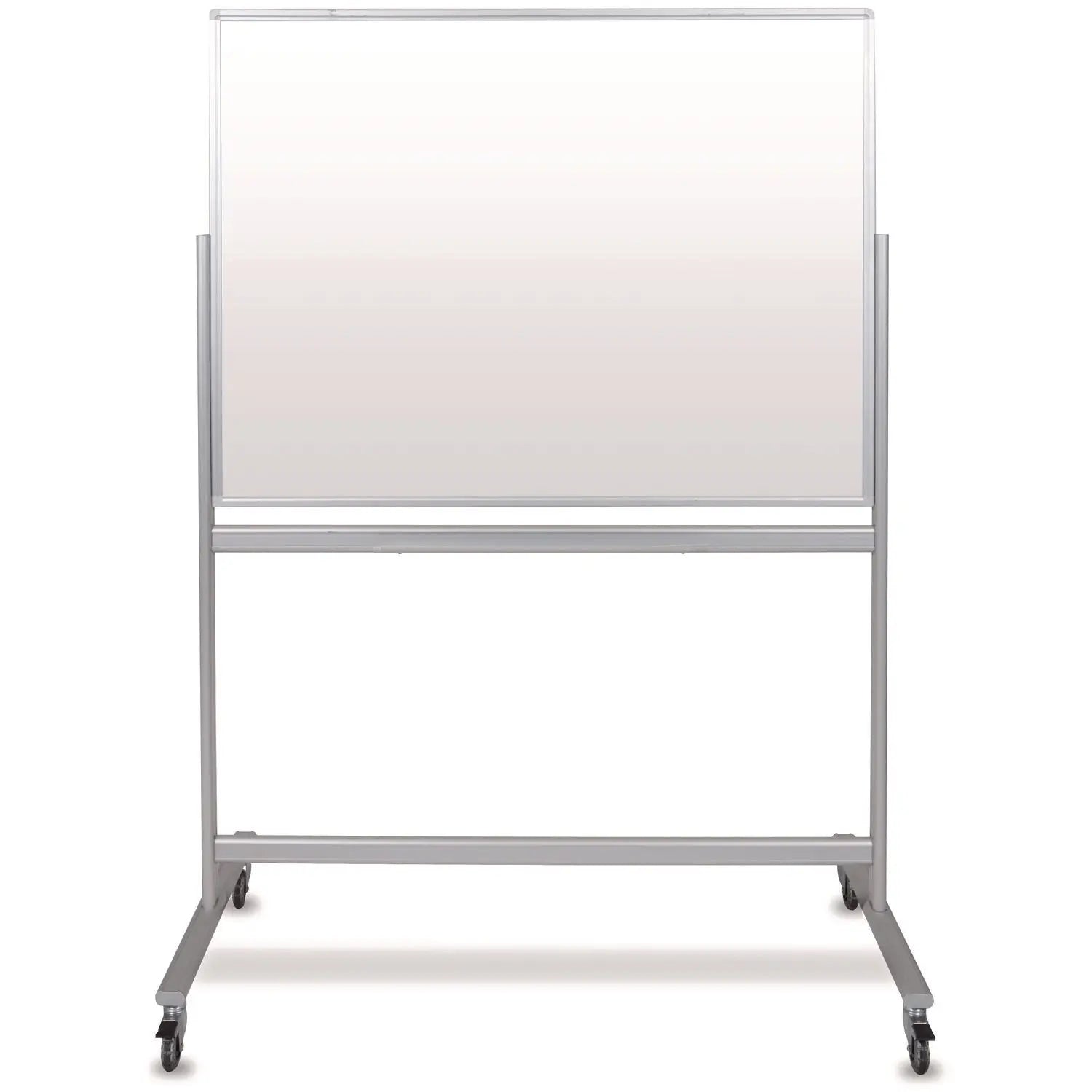 Luxor Mobile Magnetic Glass Dry Erase Board, 48" x 36", White Surface, Silver Aluminum Frame Luxor Flipcost