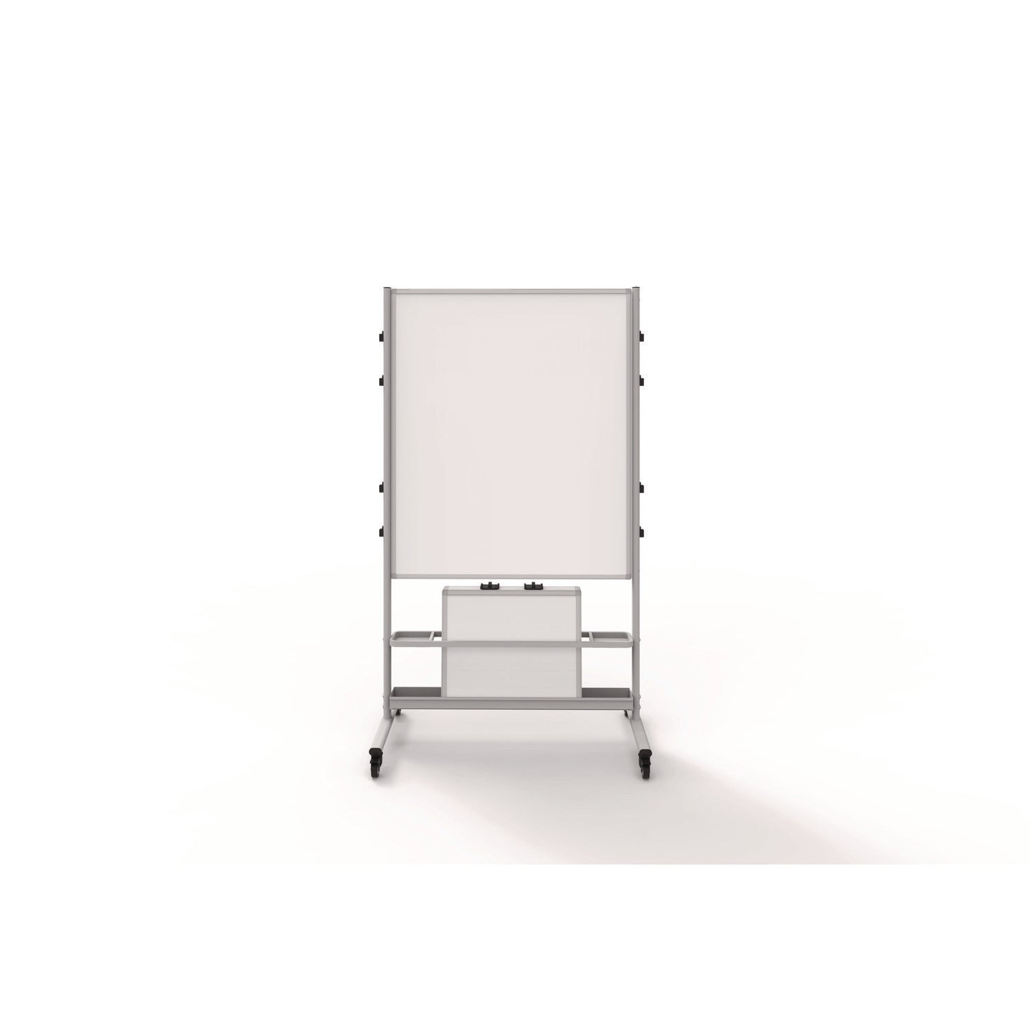 Luxor Mobile Collaboration Station Whiteboard with 4 Attachable Marker Boards, 40.4" x 48.6", White Surface, Silver Aluminum Frame